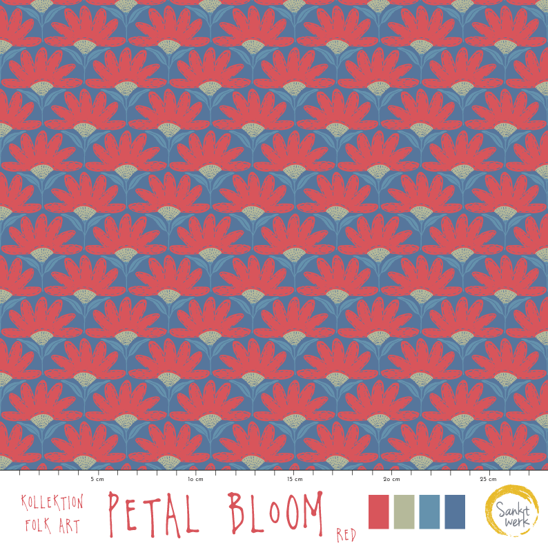 Bio Stoff - Petal Bloom Red von Sanktwerk in rot