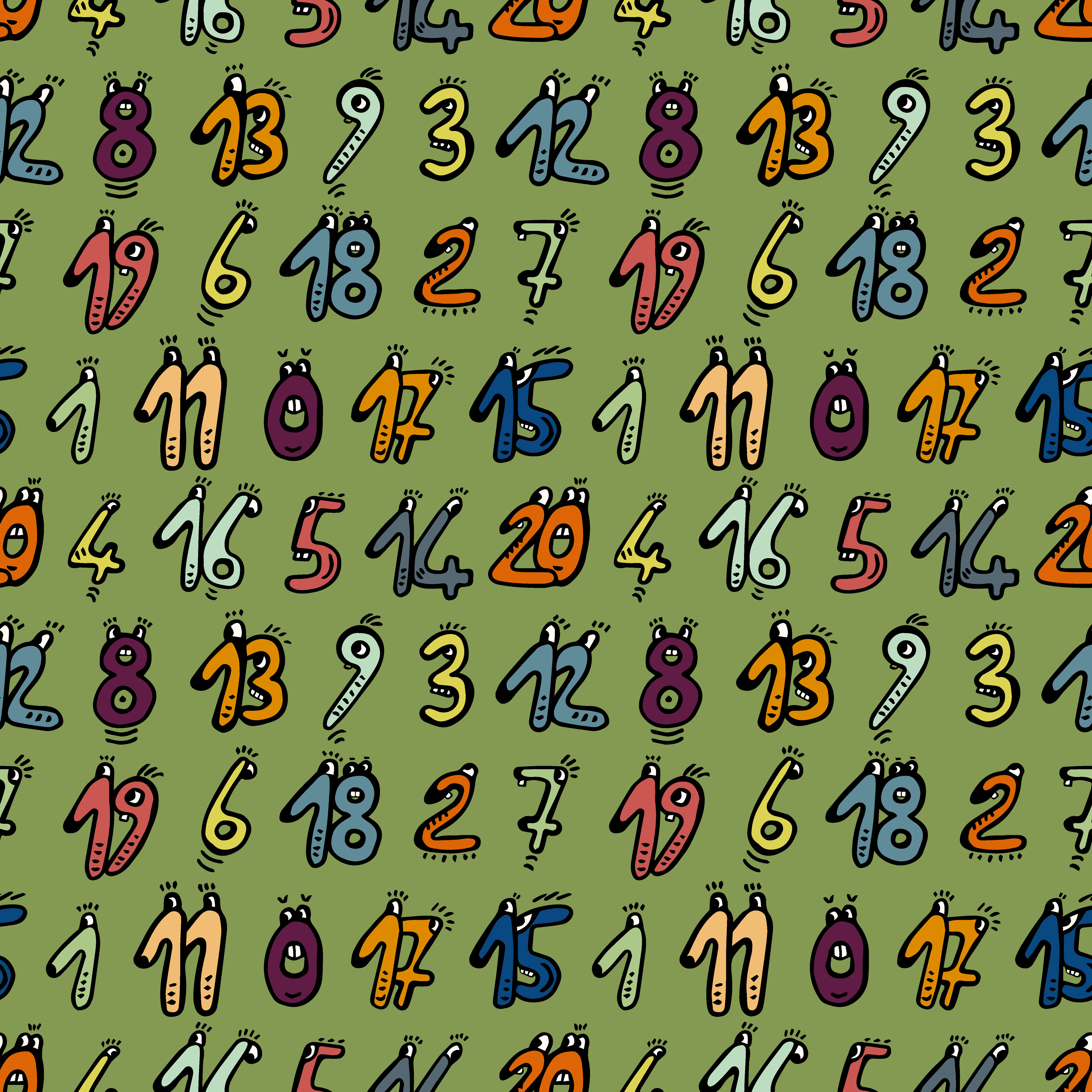 Bio Stoff - Zahlen123 Gruen von Andrea Muehlbauer in grün