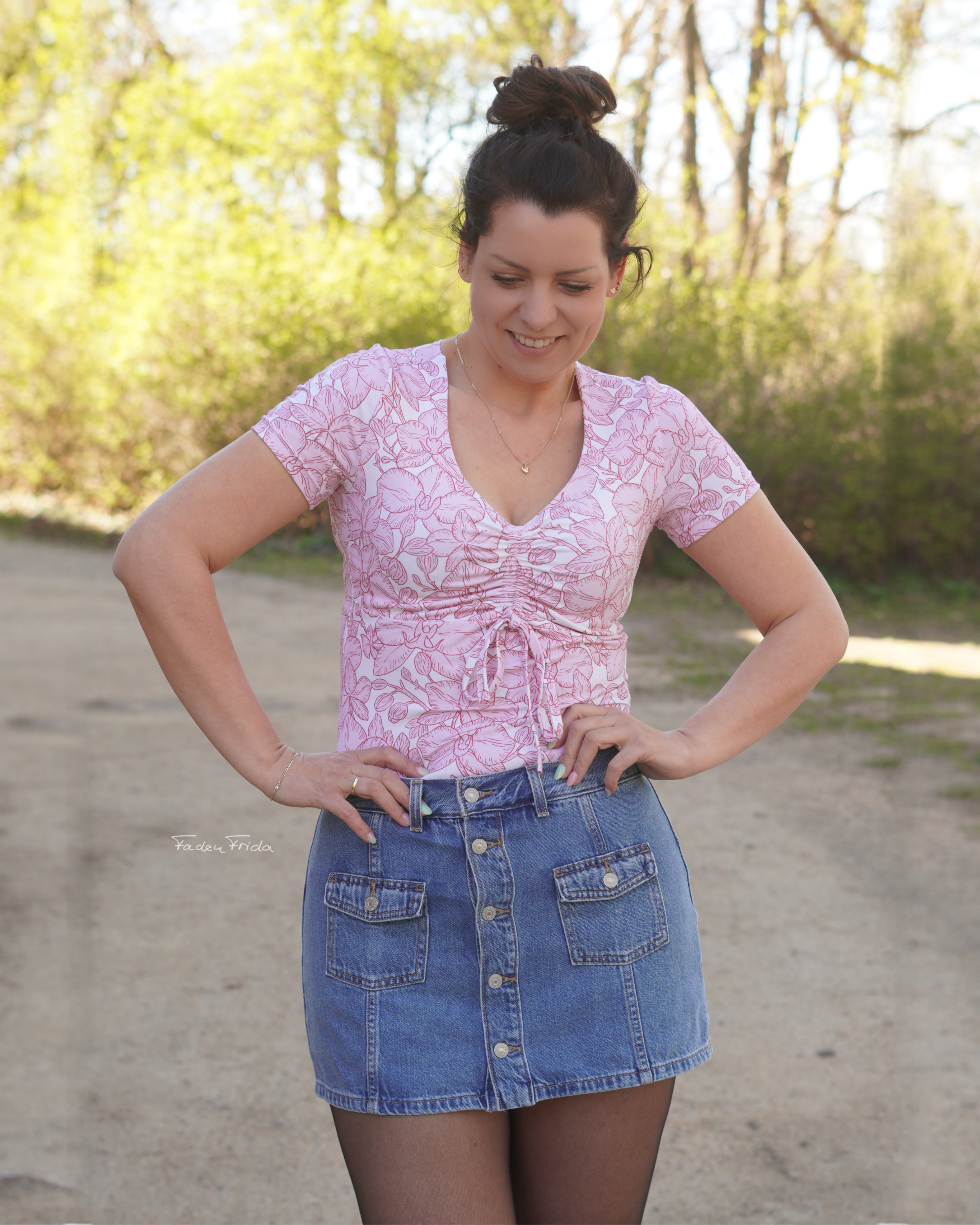 Organic fabric - Orchideenliebe Blütenherz pink 