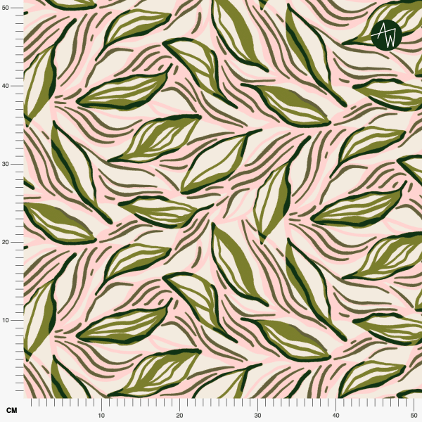 Bio Stoff - Garden Leaf Flow rosa