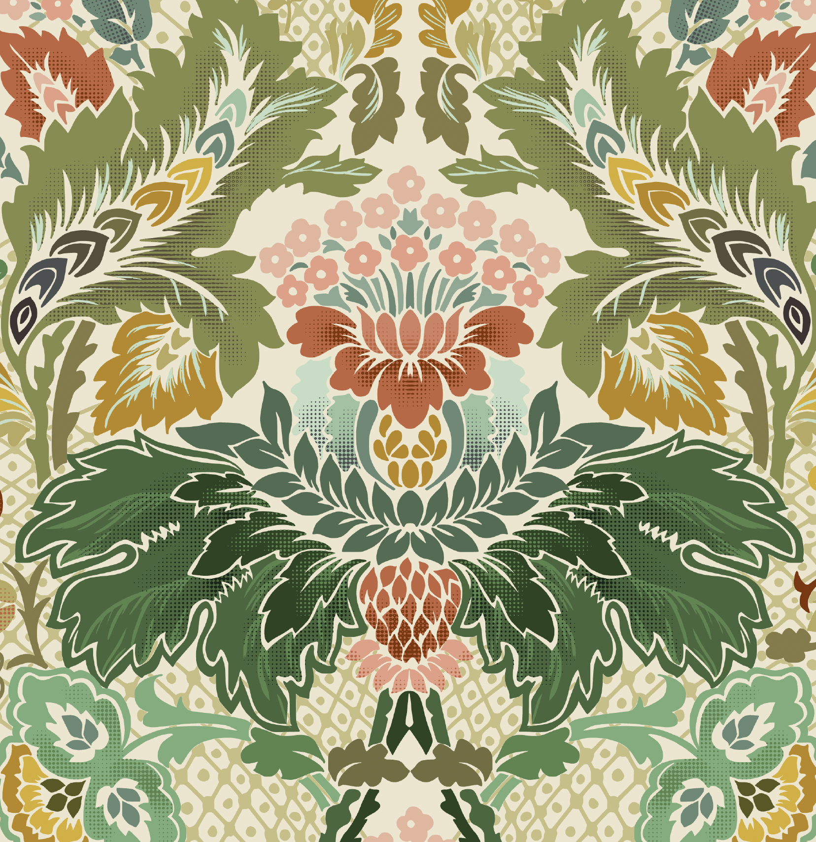 Bio Stoff  -  Victorian Flowers Dark Ivory  