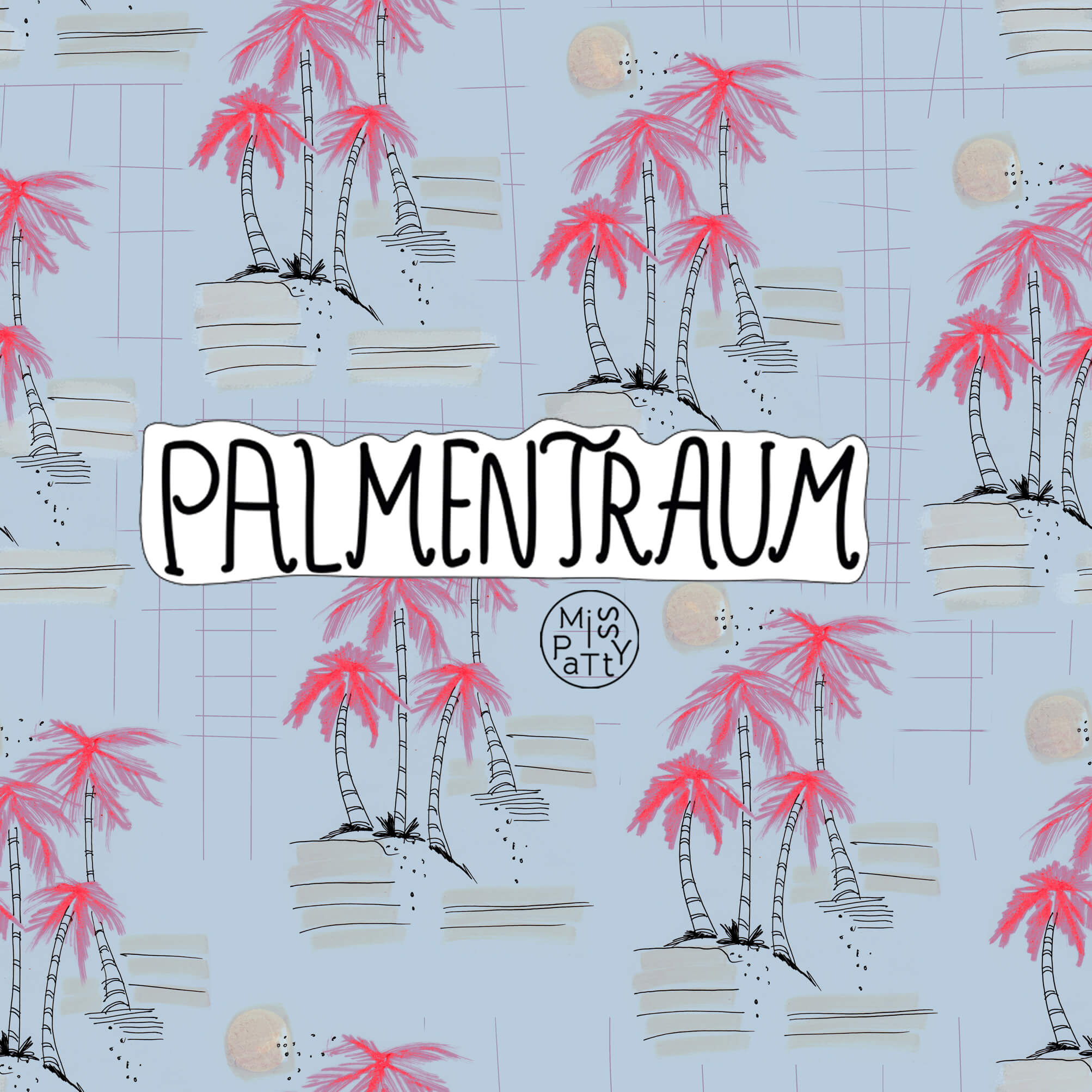 Scuba Stoff  -  Palmentraum  - MissPatty, blau, Bäume & Palmen, Breite 150 cm