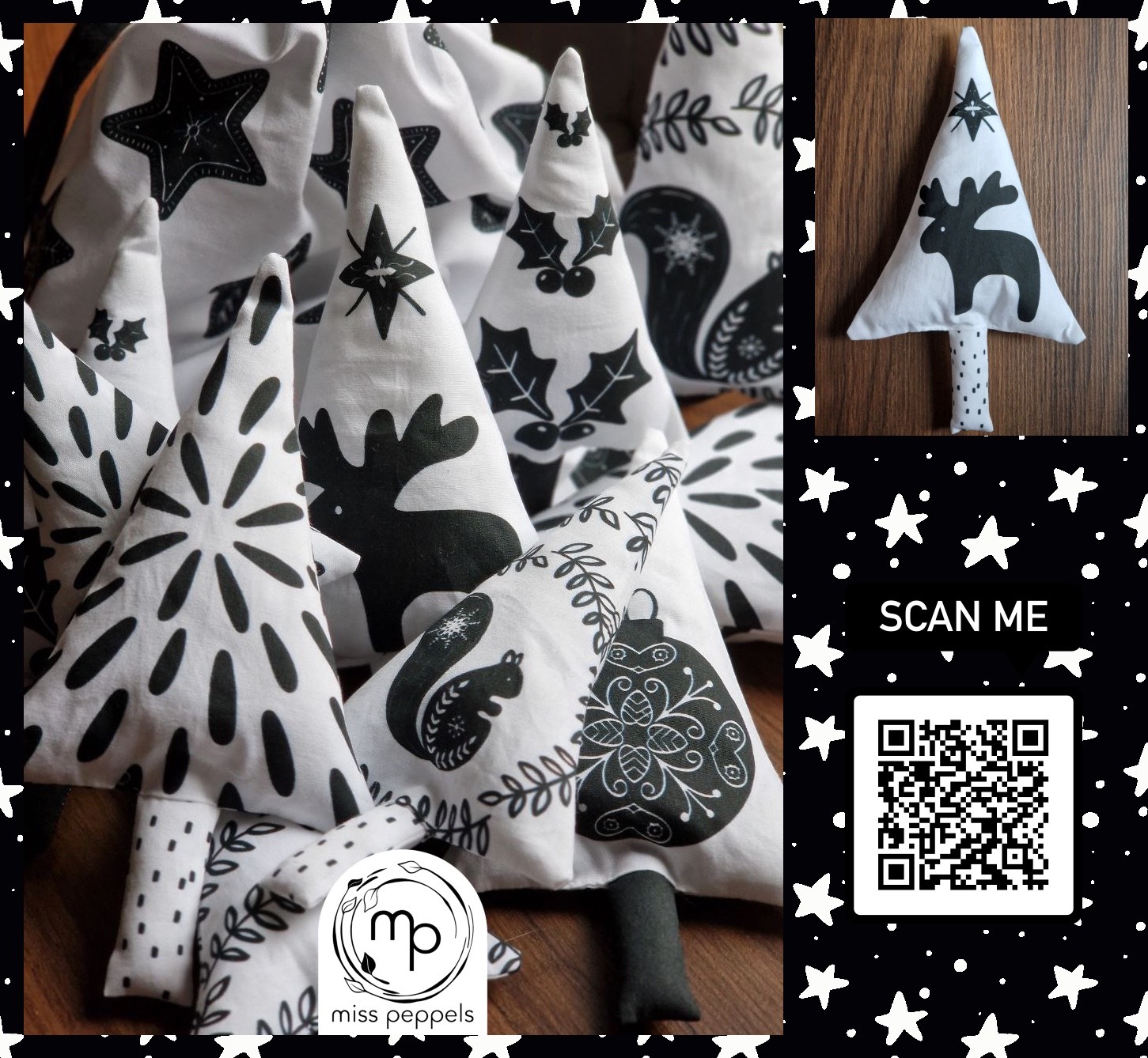 Bio Webware Stoff  - 1,0 m Panel Tannen - misspeppels, petrol, Bäume, Weihnachten, 100% Bio-Baumwolle