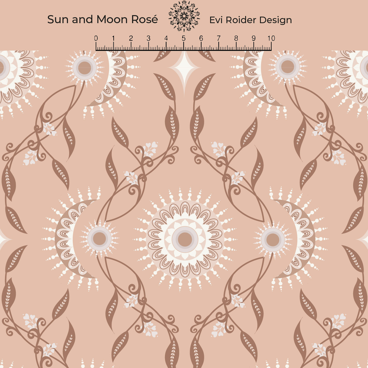 Bio Stoff  - Sun and Moon Rose - EviRoider, rosa, Blätter & Ranken
