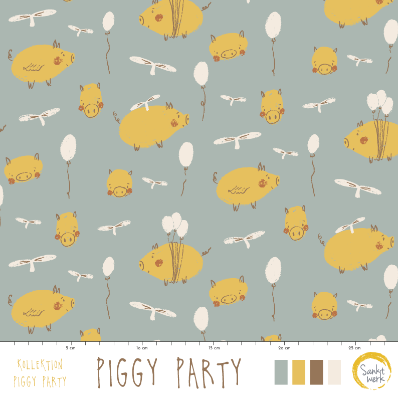 Organic fabric -  Piggy Party