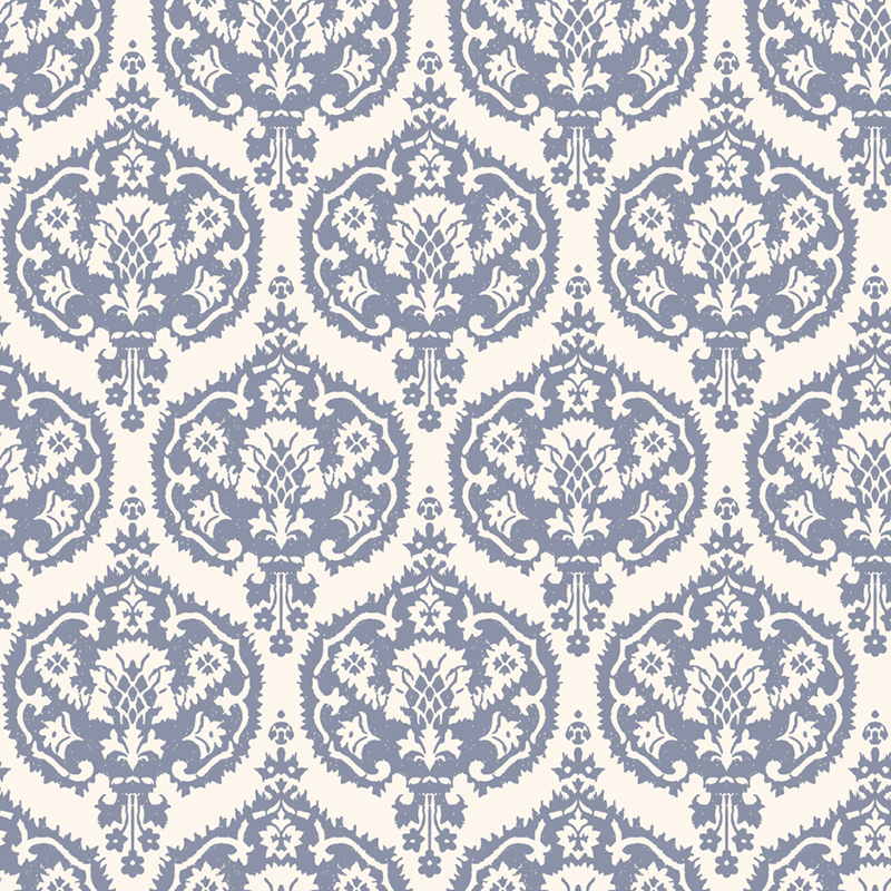 Bio Stoff  -  Botanical Cottage Renaissance Ornament blau