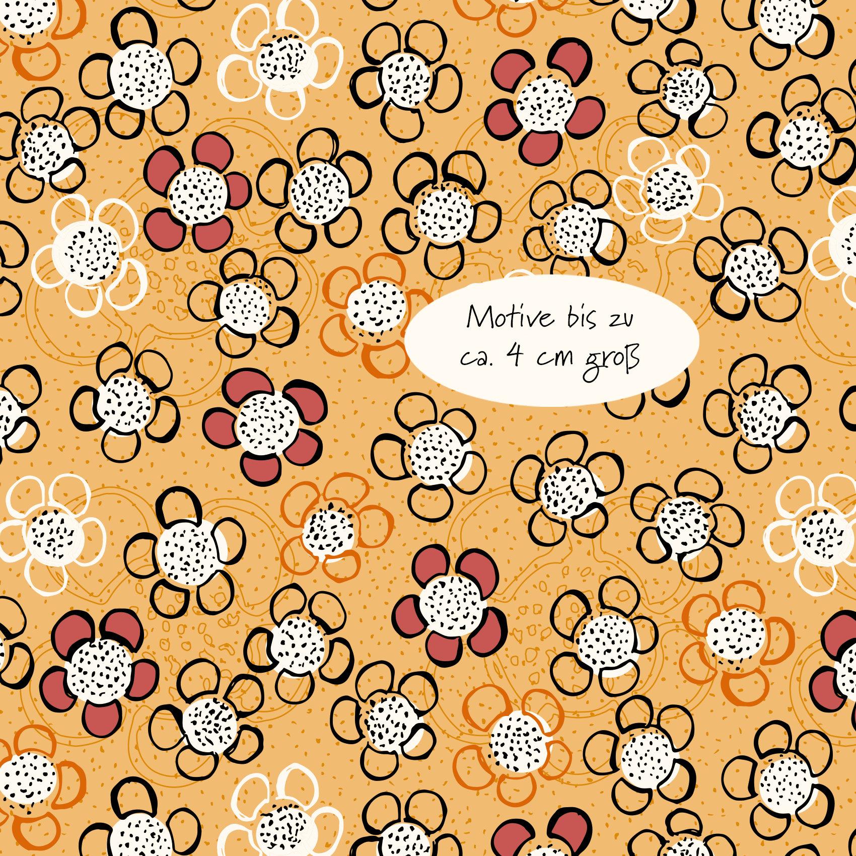 Bio Stoff  -  Tausend Blümchen orange