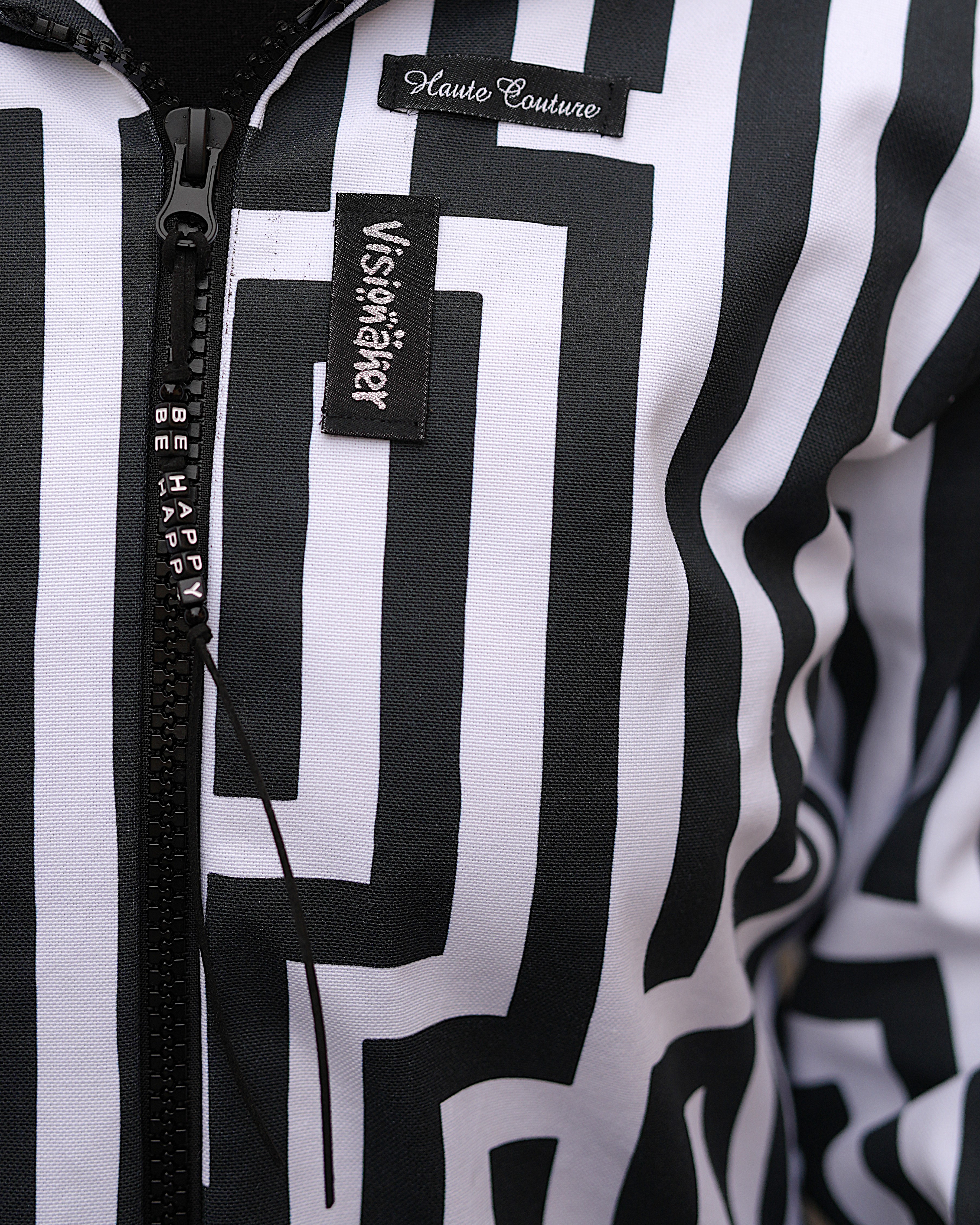 Bio Stoff - Gleichklang Vertikalstreifen schwarz, weiß