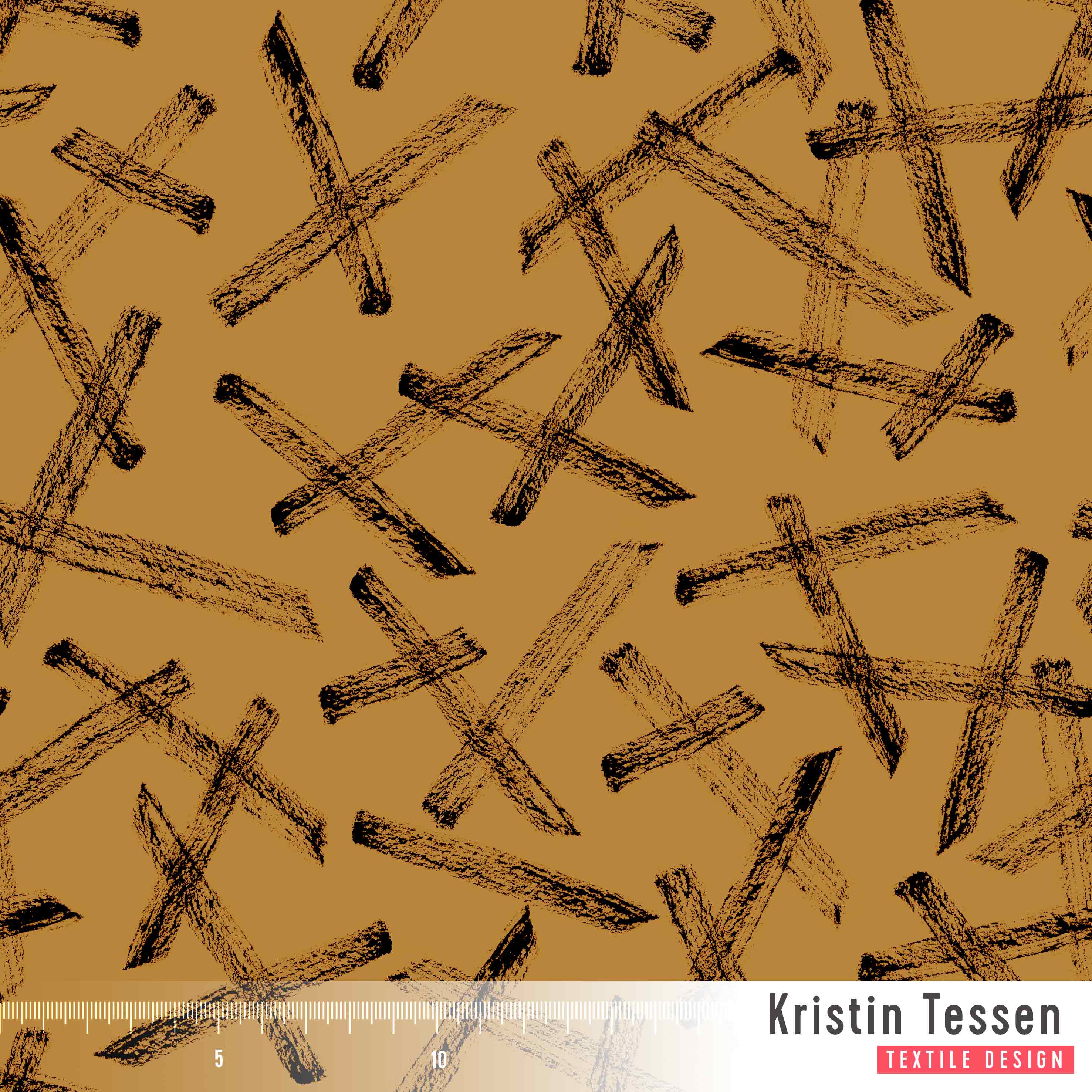 Bio Stoff - Texturestripe Small Caramel von Kristin Tessen in orange