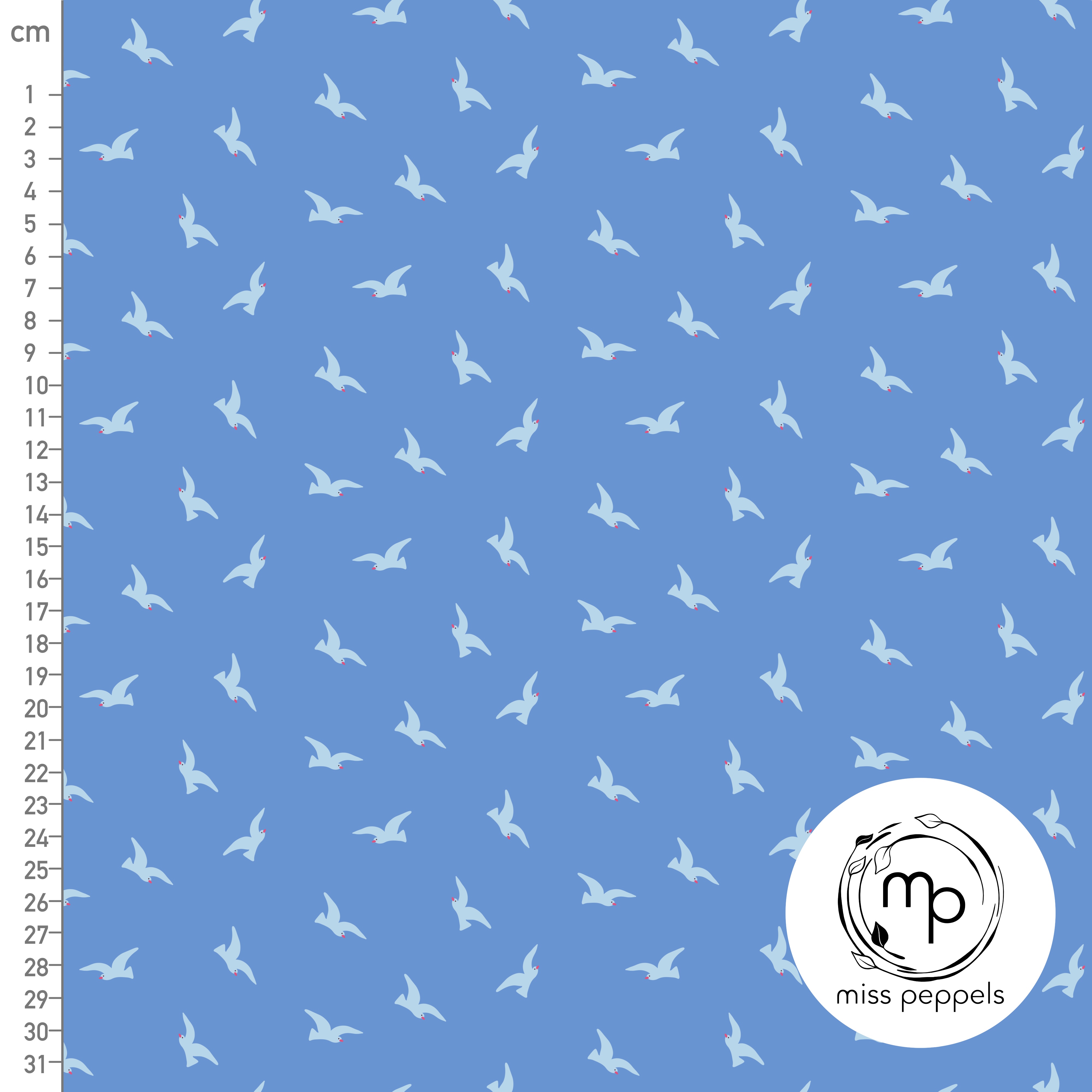 Bio Stoff  - Vögel hellblau - misspeppels, blau, Maritim, Tiere