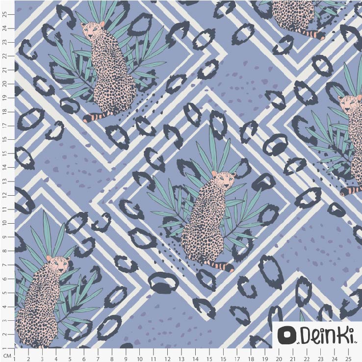 Bio Webware Stoff - Wild Cat - Deinki, Tierfellmuster, lila, 100% Bio-Baumwolle Bio Webware Stoff - Wild Cat - Deinki, Tierfellmuster, lila, 100% Bio-Baumwolle