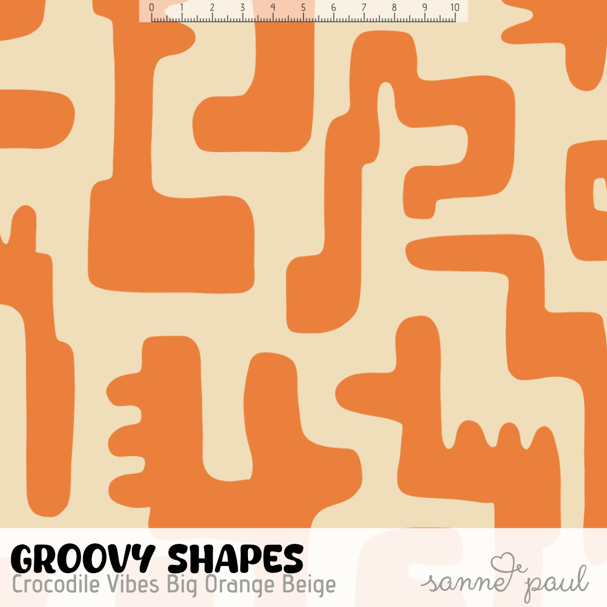 Bio Stoff - Groovy Shapes Crocodile Vibes Big Orange Beige