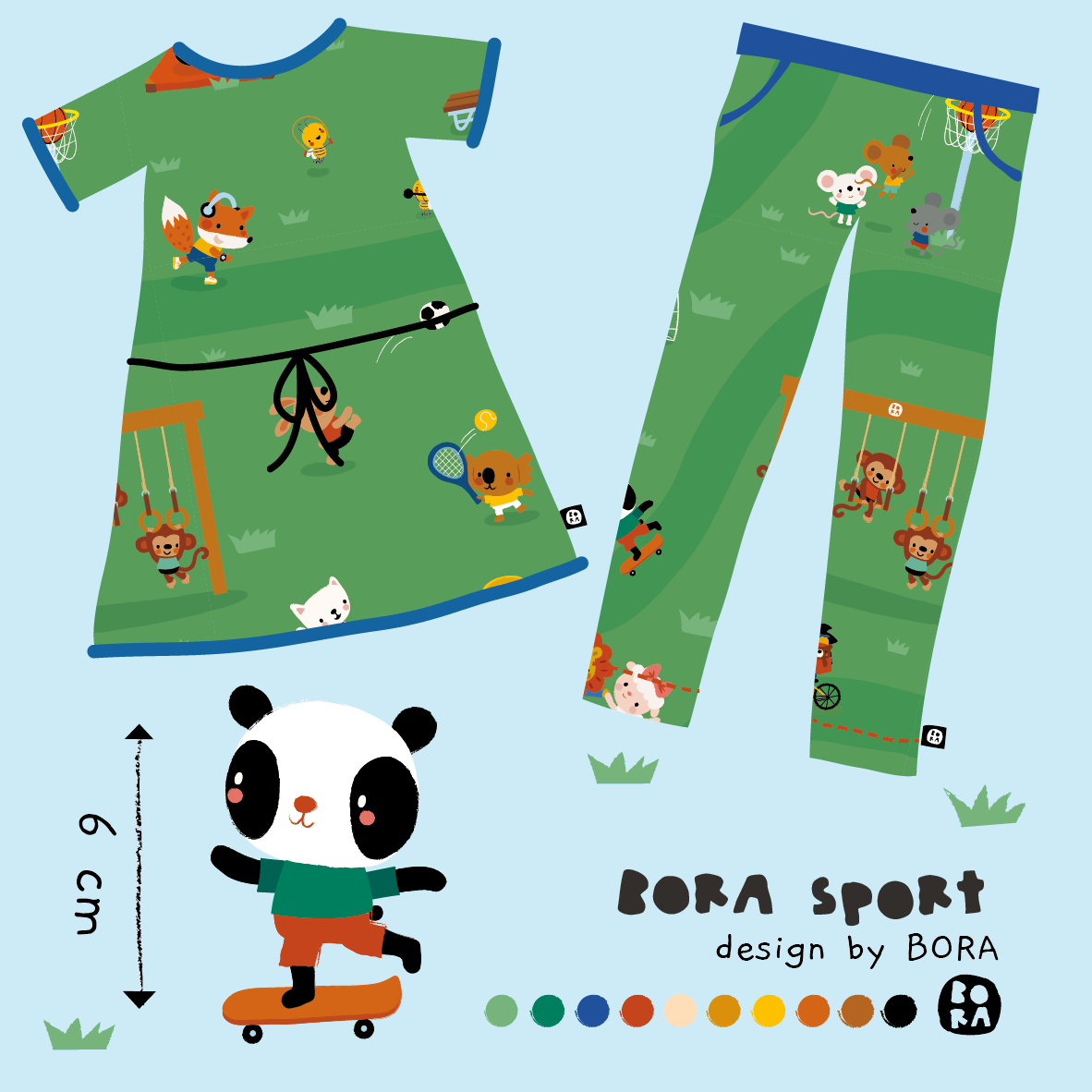 Bio Webware Stoff  - Sport - Bora, grün, Kinder, Tiere, 100% Bio-Baumwolle