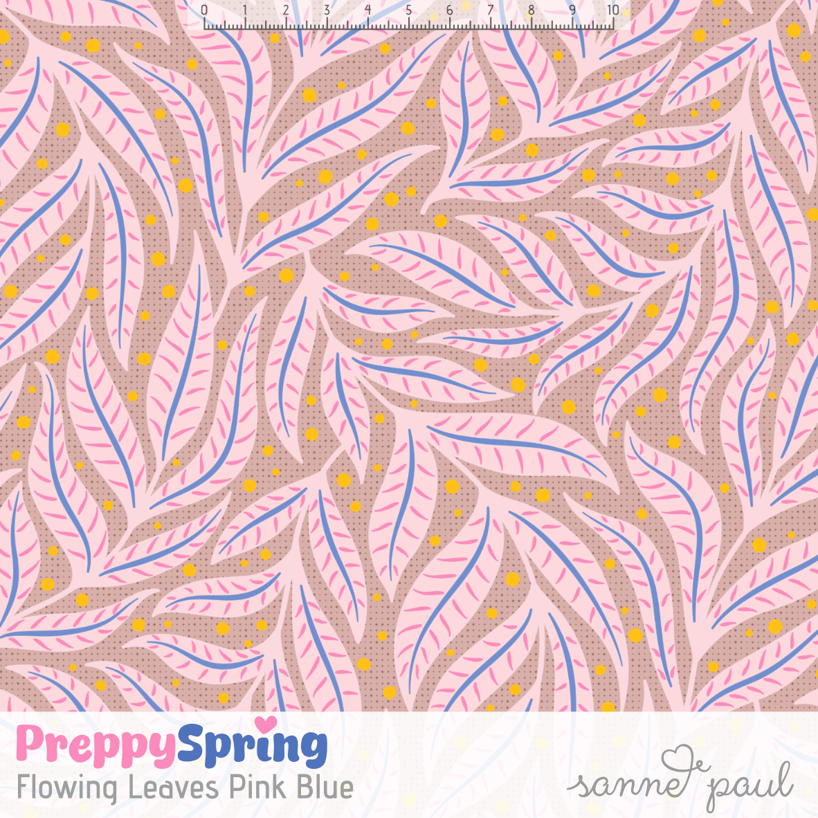 Bio Stoff  - Preppy Spring Flowing Leaves braun