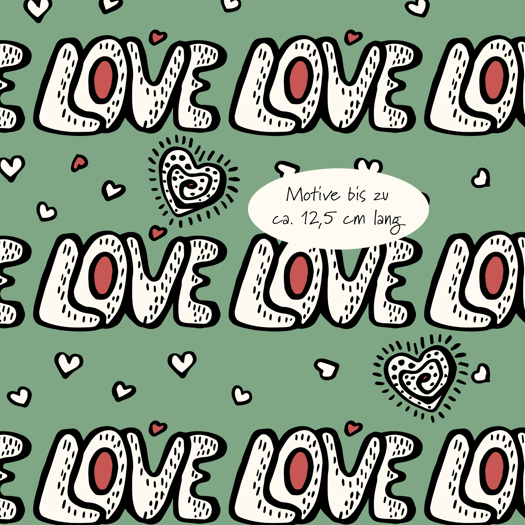 Bio Stoff  - Love Hearts grün