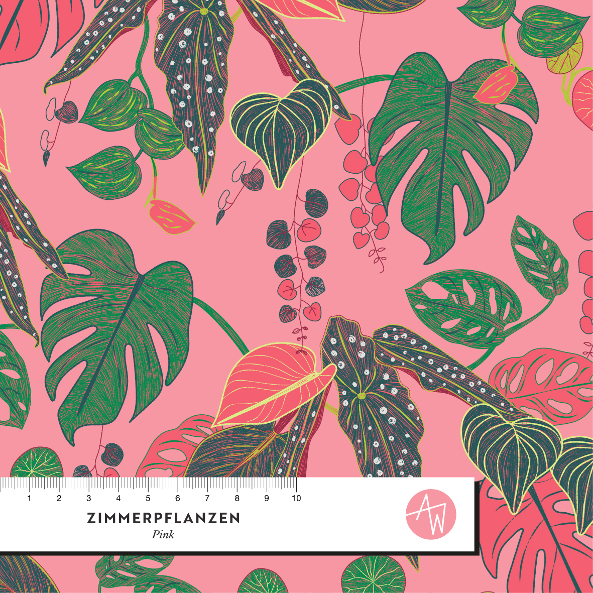 Bio Fabric - Zimmerpflanzen Pink by Alexandra Weise in pink