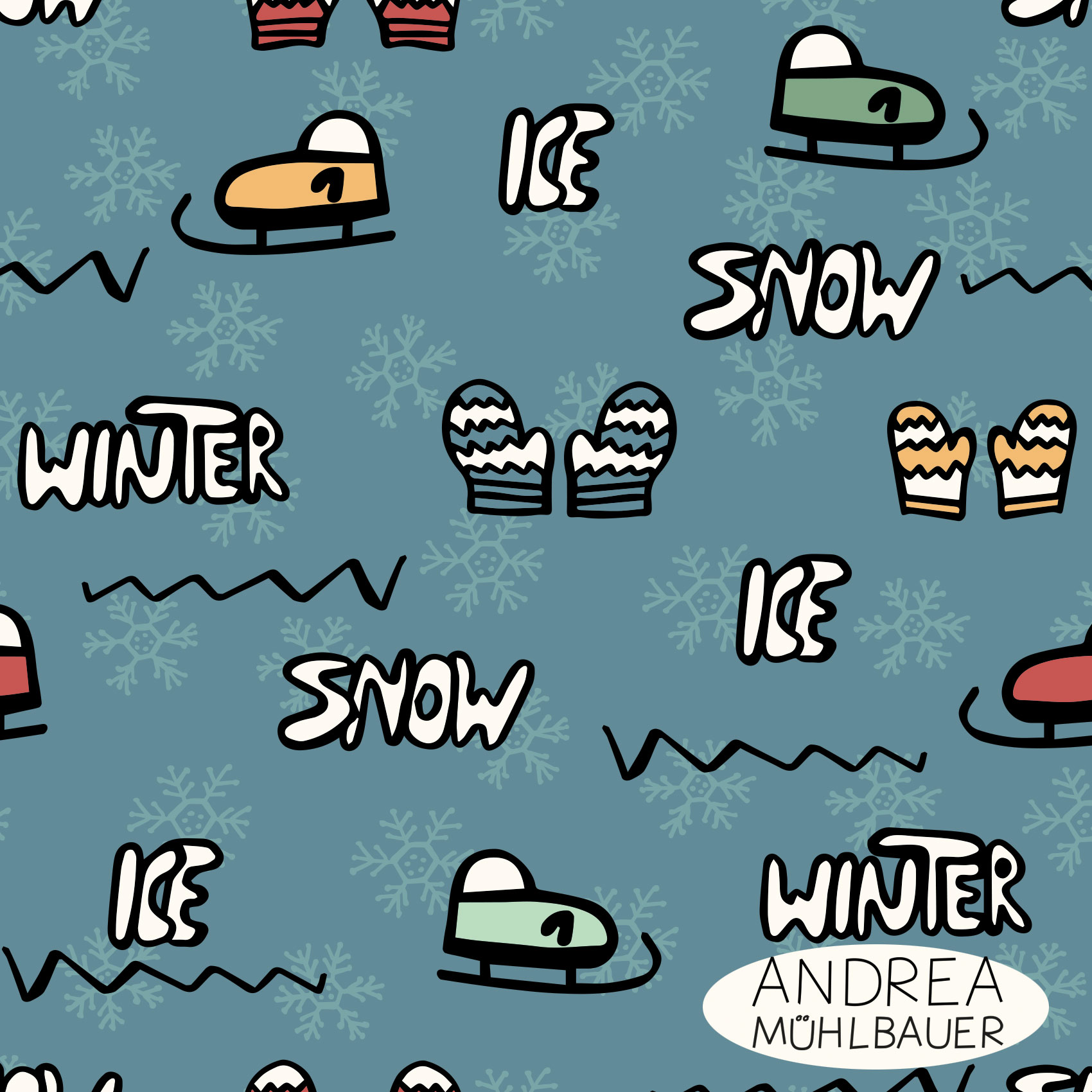 Bio Webware Stoff - Winter Ice and Snow - AndreaMuehlbauer, Winter, blaub, 100% Bio-Baumwolle Bio Webware Stoff - Winter Ice and Snow - AndreaMuehlbauer, Winter, blaub, 100% Bio-Baumwolle