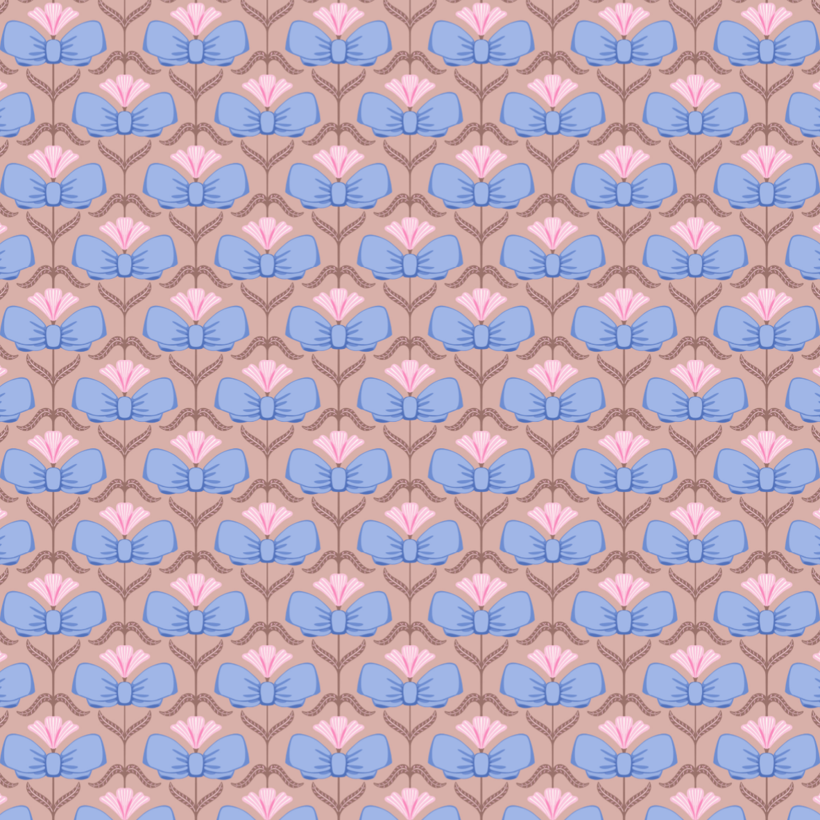 Bio Stoff  - Preppy Spring Bows and Flowers braun