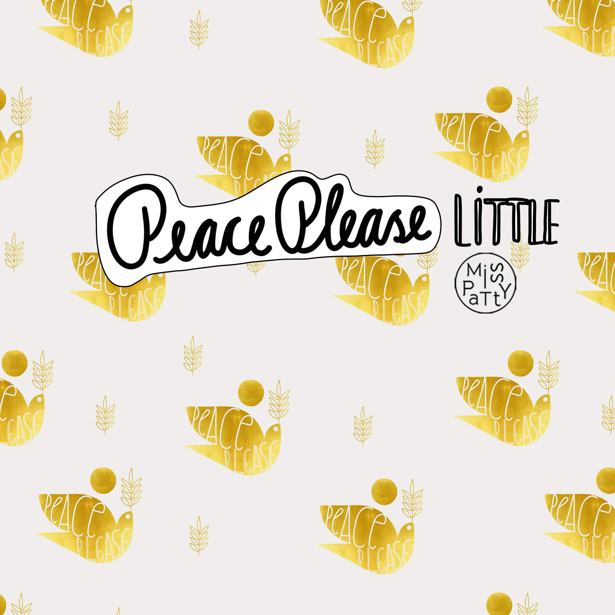 Bio Webware Stoff  -  Peace Please LITTLE  - MissPatty, Buchstaben & Zahlen, Tiere, gelb, creme, 100% Bio-Baumwolle