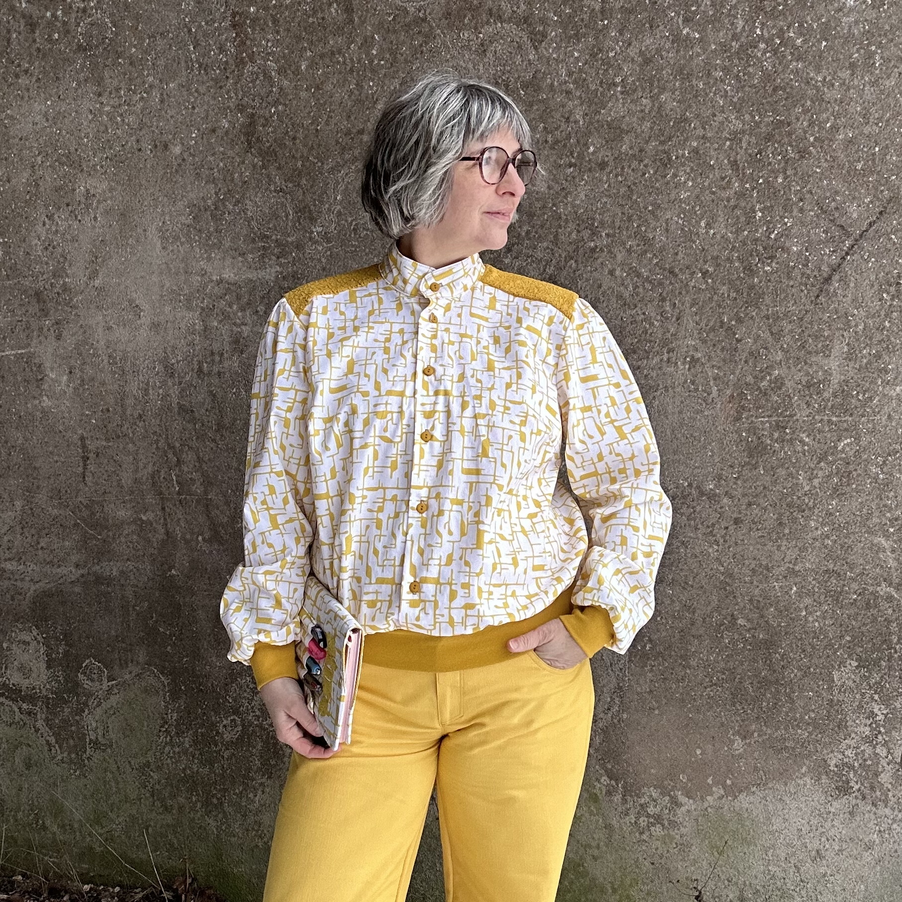 Bio Stoff  - Gleichklang Formen blau