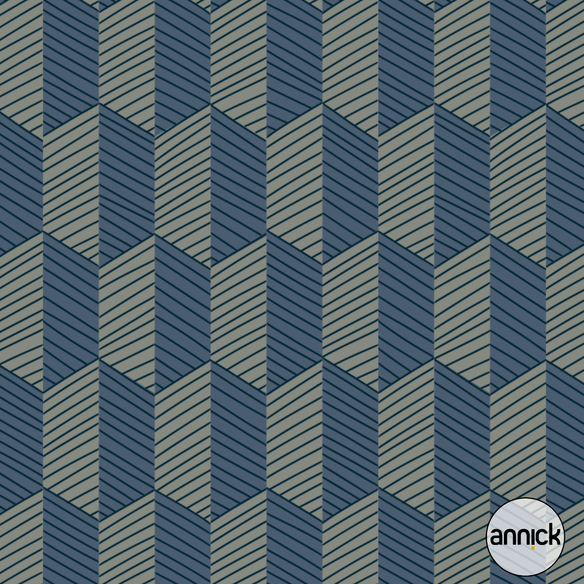 Bio Stoff - Floral Heritage Herringbone Moonshine Blue von Annick in blau Bio Stoff - Floral Heritage Herringbone Moonshine Blue von Annick in blau