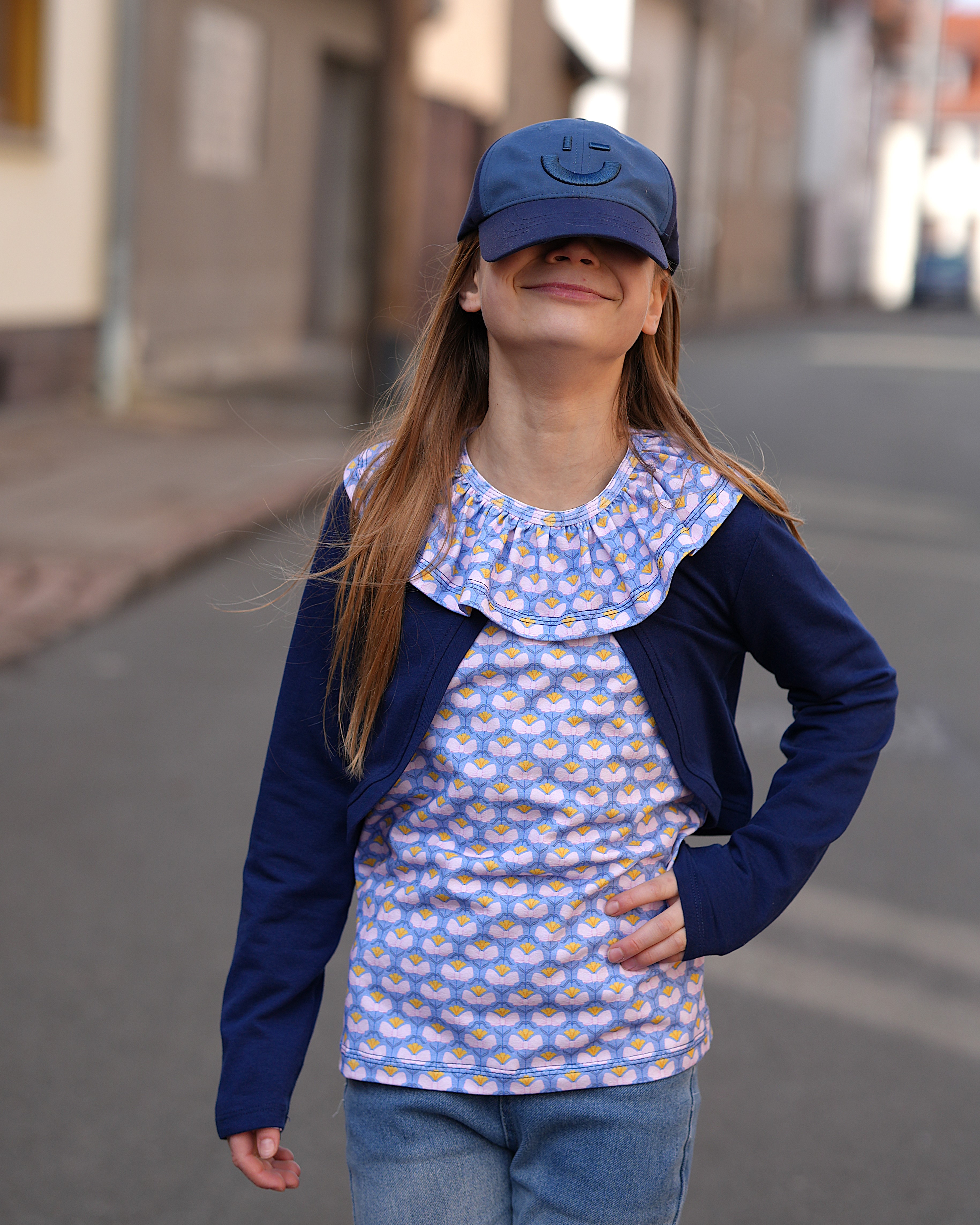Bio Stoff  - Preppy Spring Bows and Flowers blau