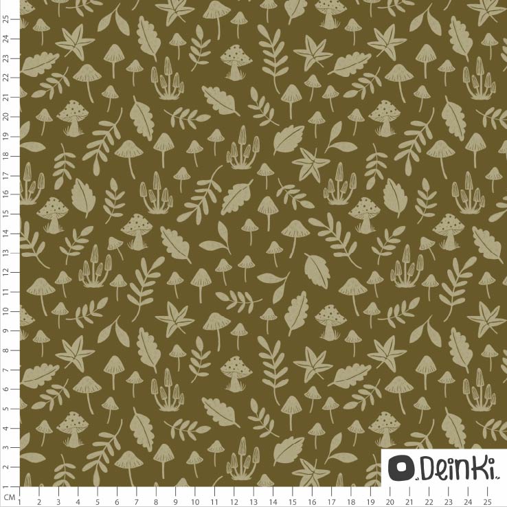 Bio Fabric - Autumn Forest Floor Olive Green by Deinki in green