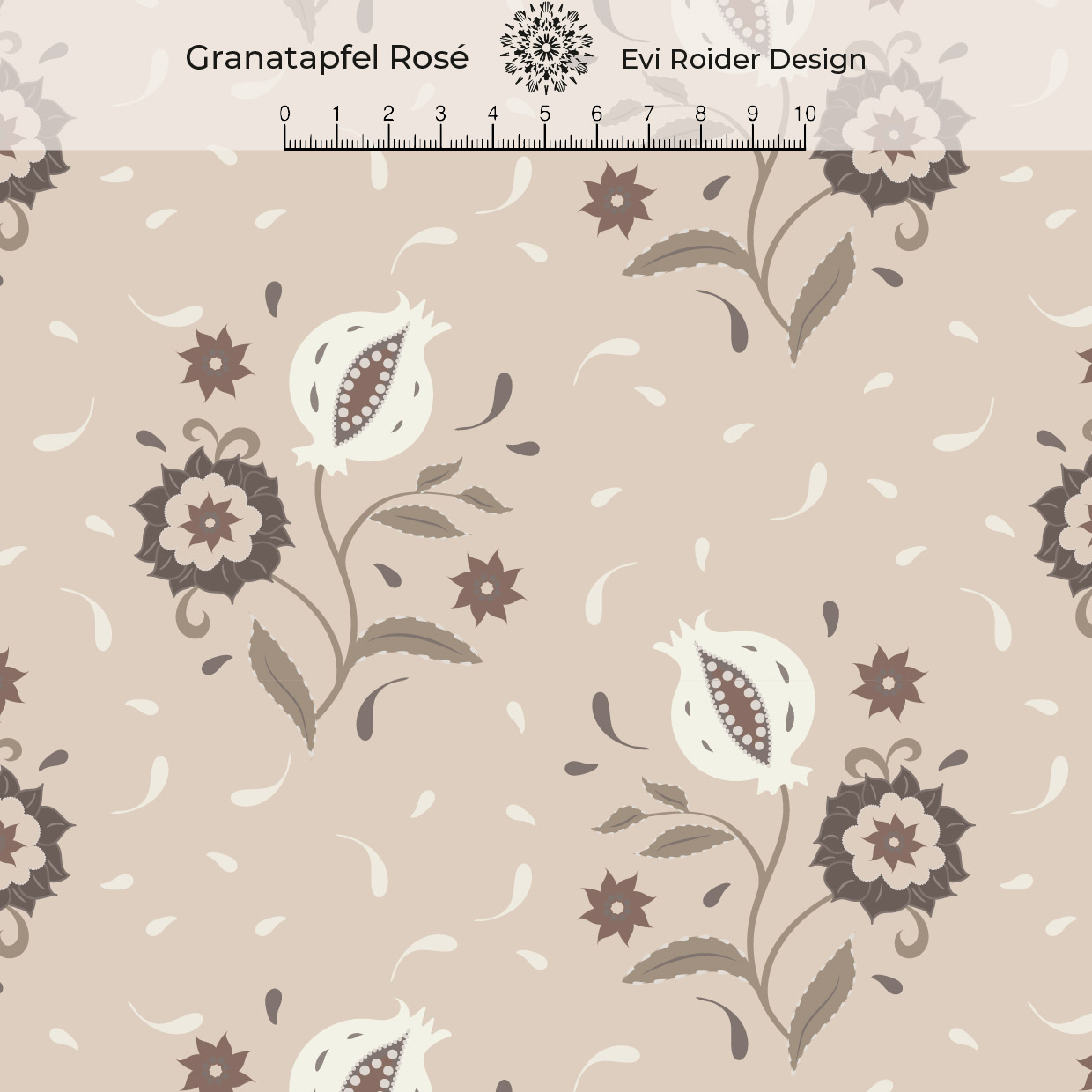 Bio Stoff  - Granatapfel Rose - EviRoider, creme, Floral & Blumen, Paisley