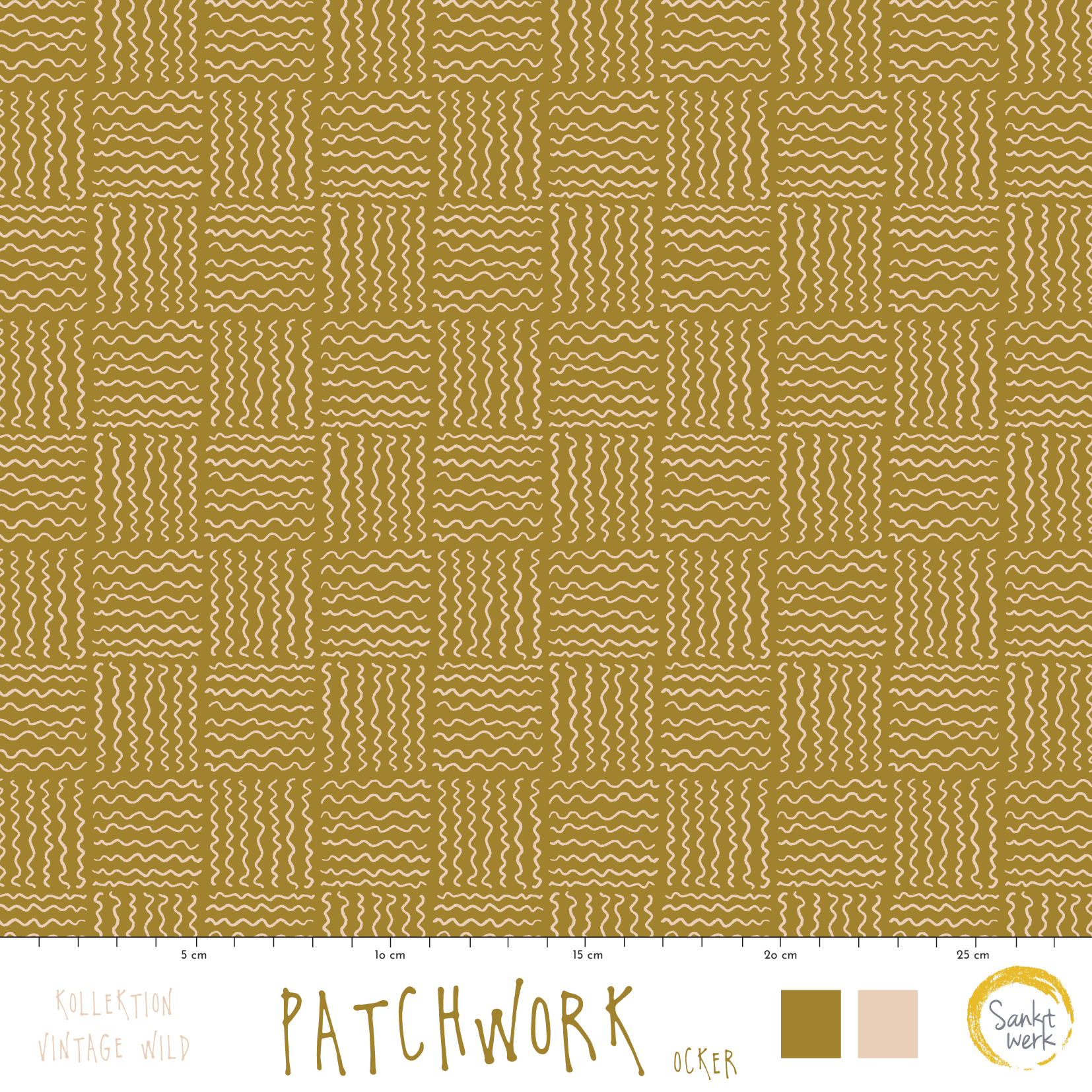 Organic Fabric - Patchwork mustard