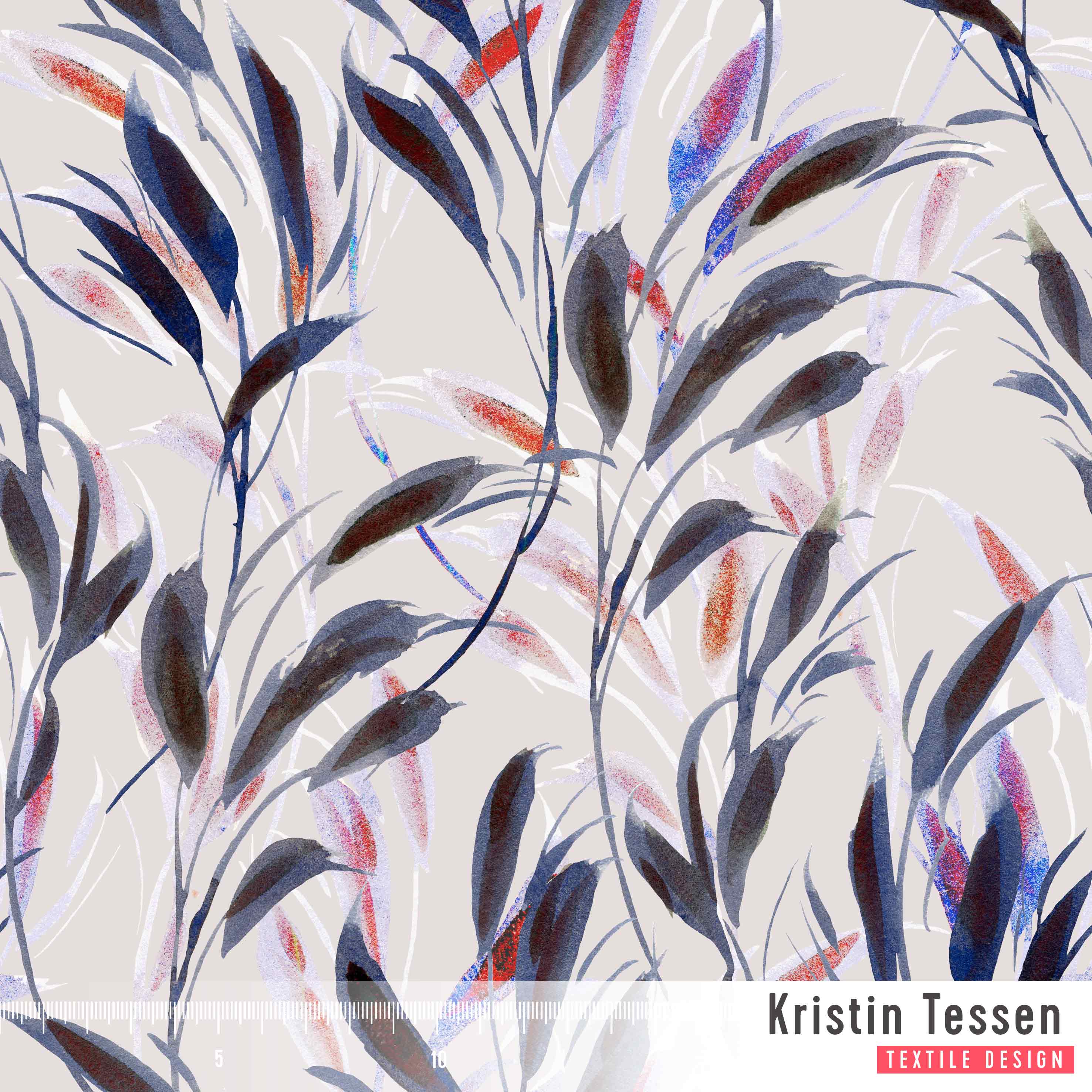 Bio Stoff - Summerleaves Violett von Kristin Tessen in creme