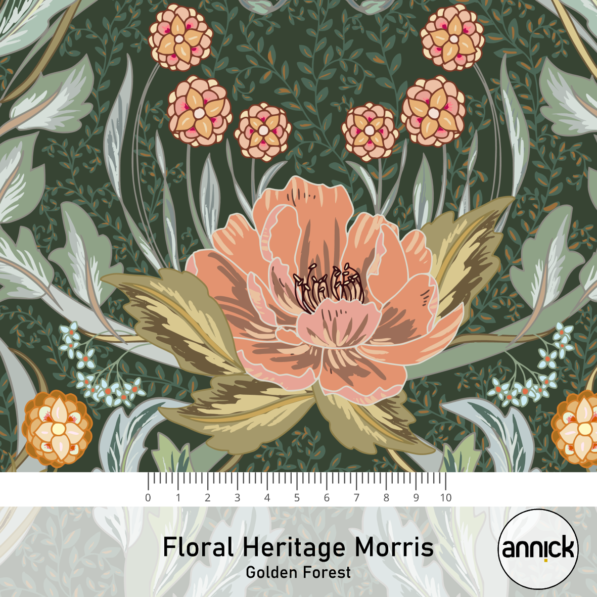 Bio Stoff - Floral Heritage Morris Golden Forest von Annick in grün Bio Stoff - Floral Heritage Morris Golden Forest von Annick in grün