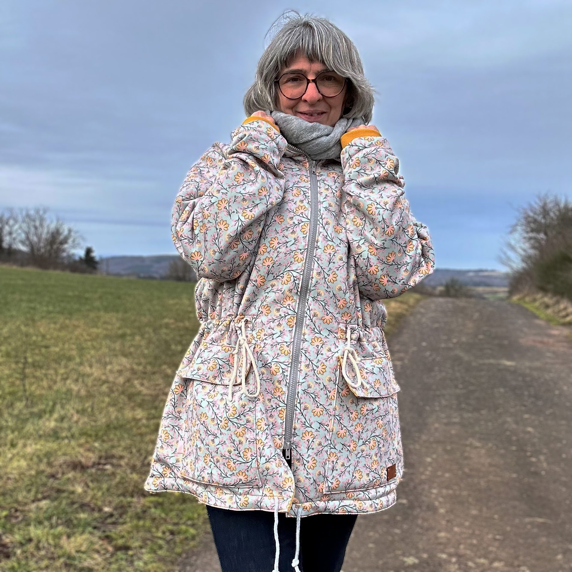 Organic Fabric  - Paisley Garden Flowers Blue