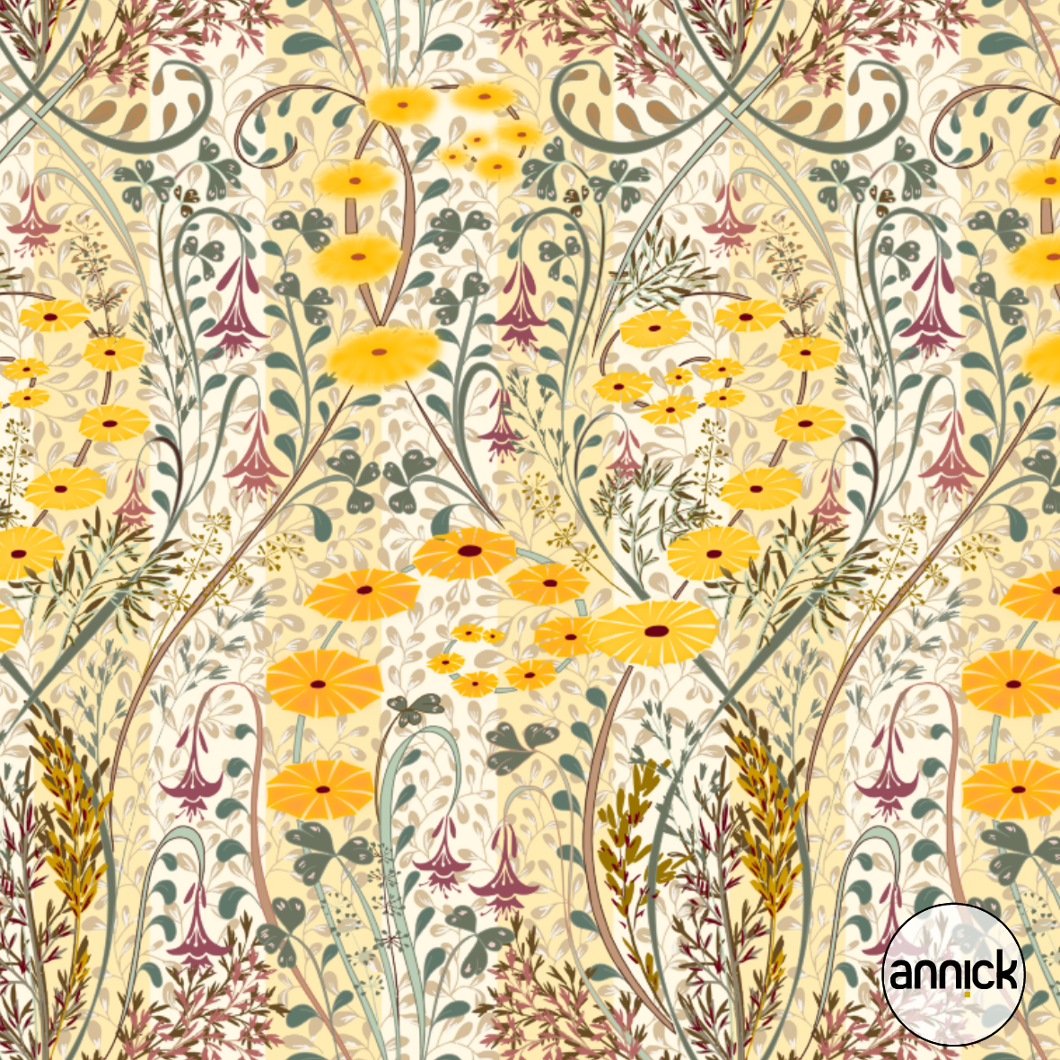 Bio Fabric - Meadow Scent Amber And Topaz by Annick in yellow