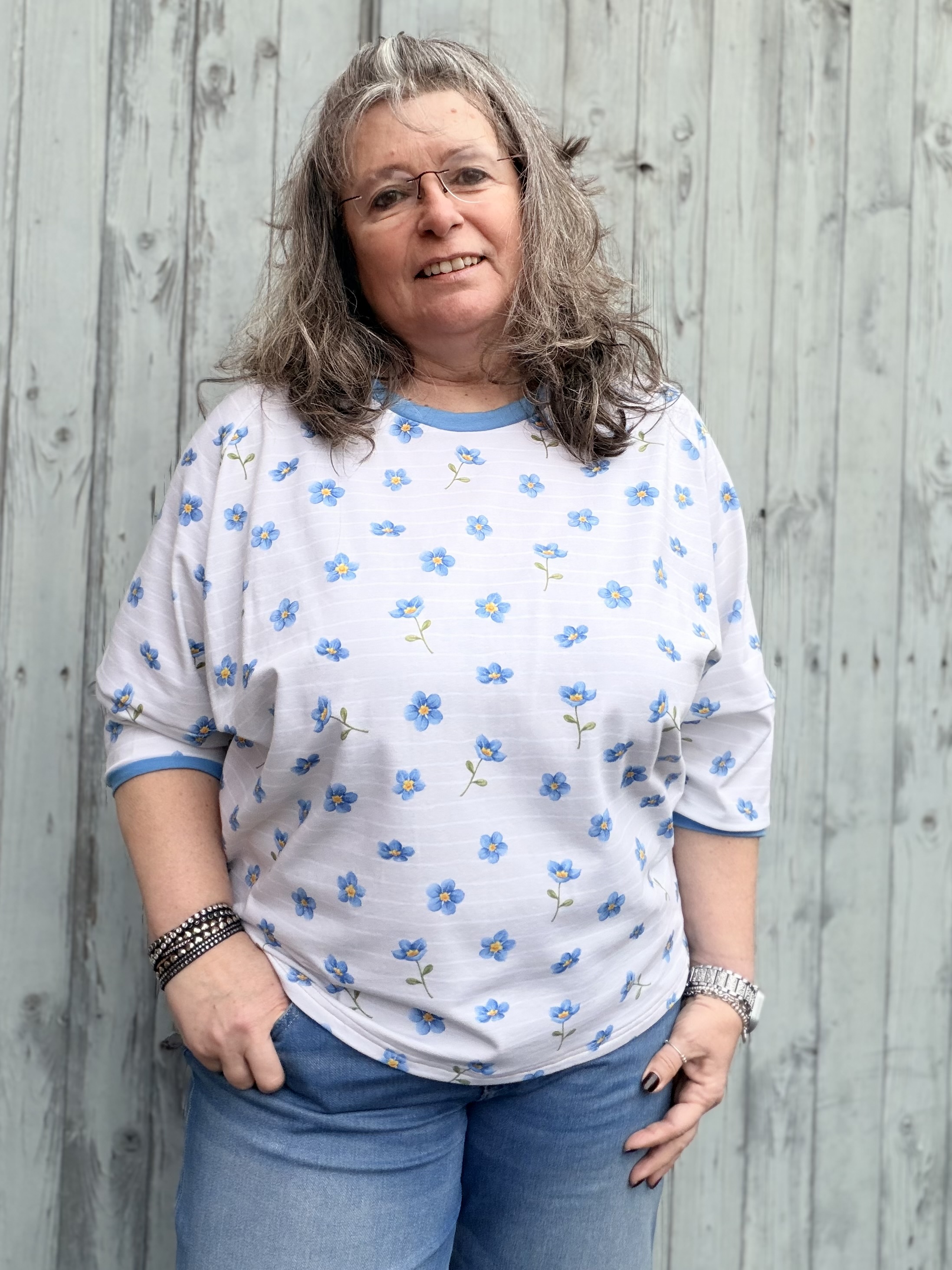 Organic Fabric - Vergissmeinnicht Streifen cream