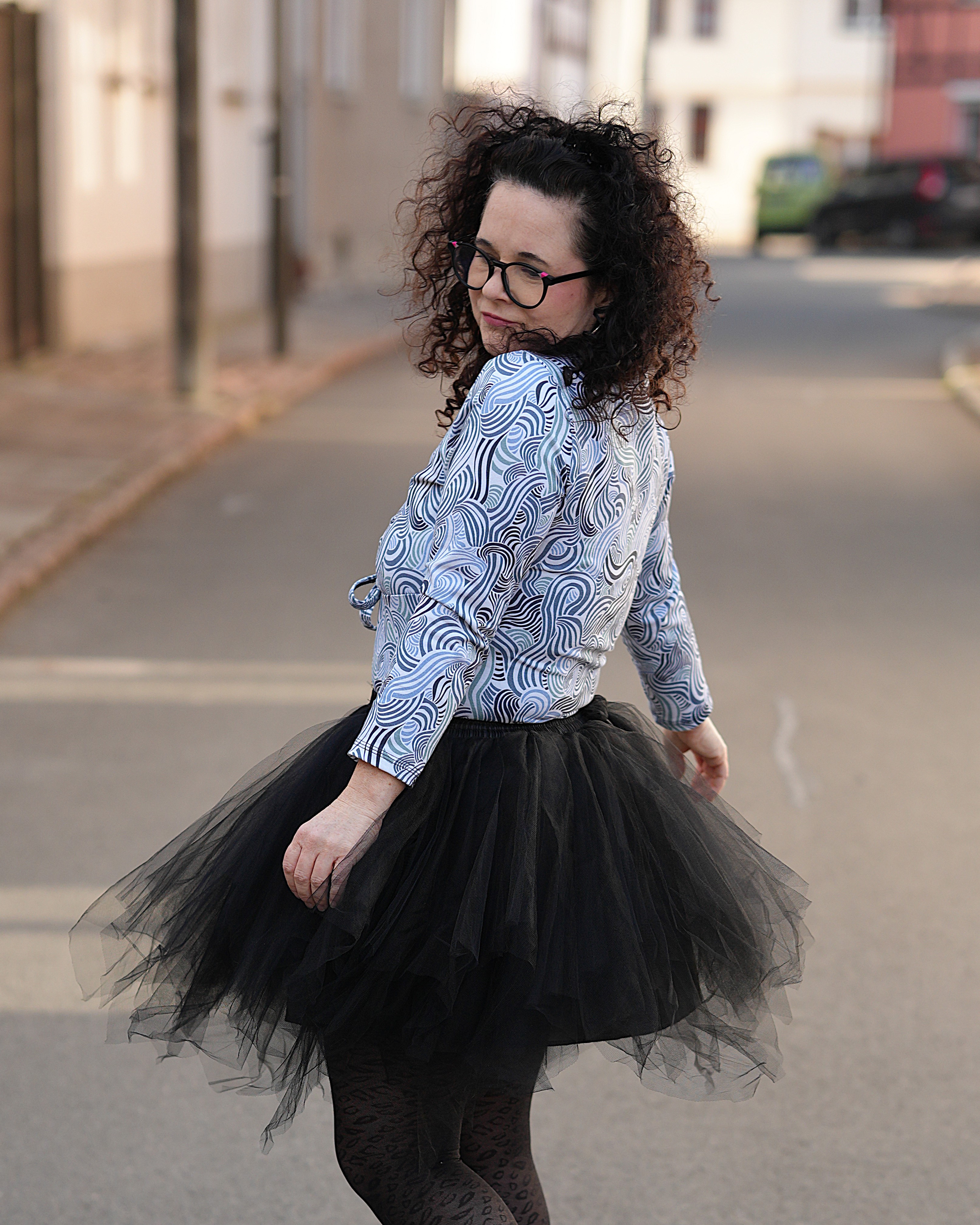 Organic fabric - Zebra Frisky Stripes denim blue