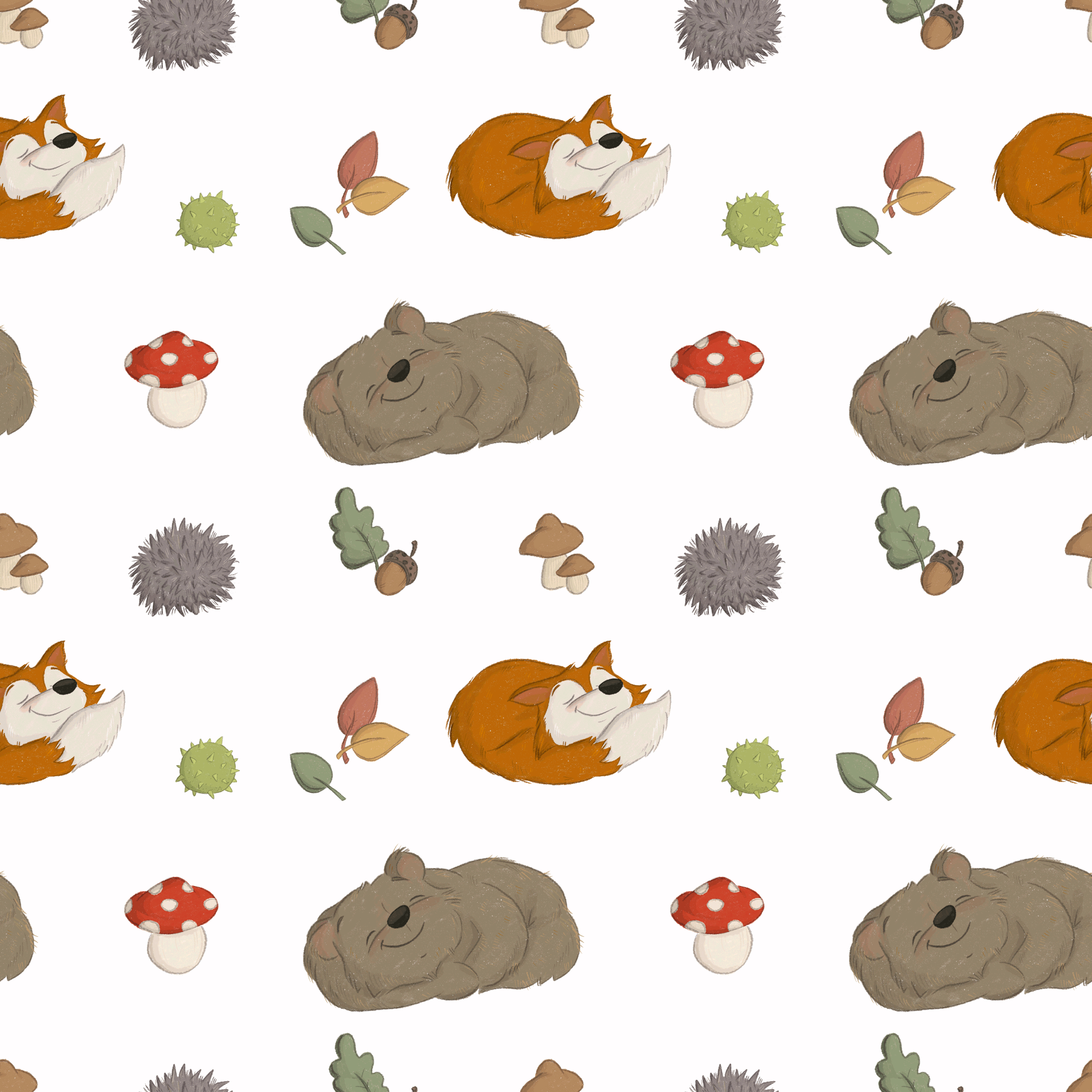 Bio Stoff - Waldtraeume Weiss Klein von Benito Und Maus Illustrations in weiß