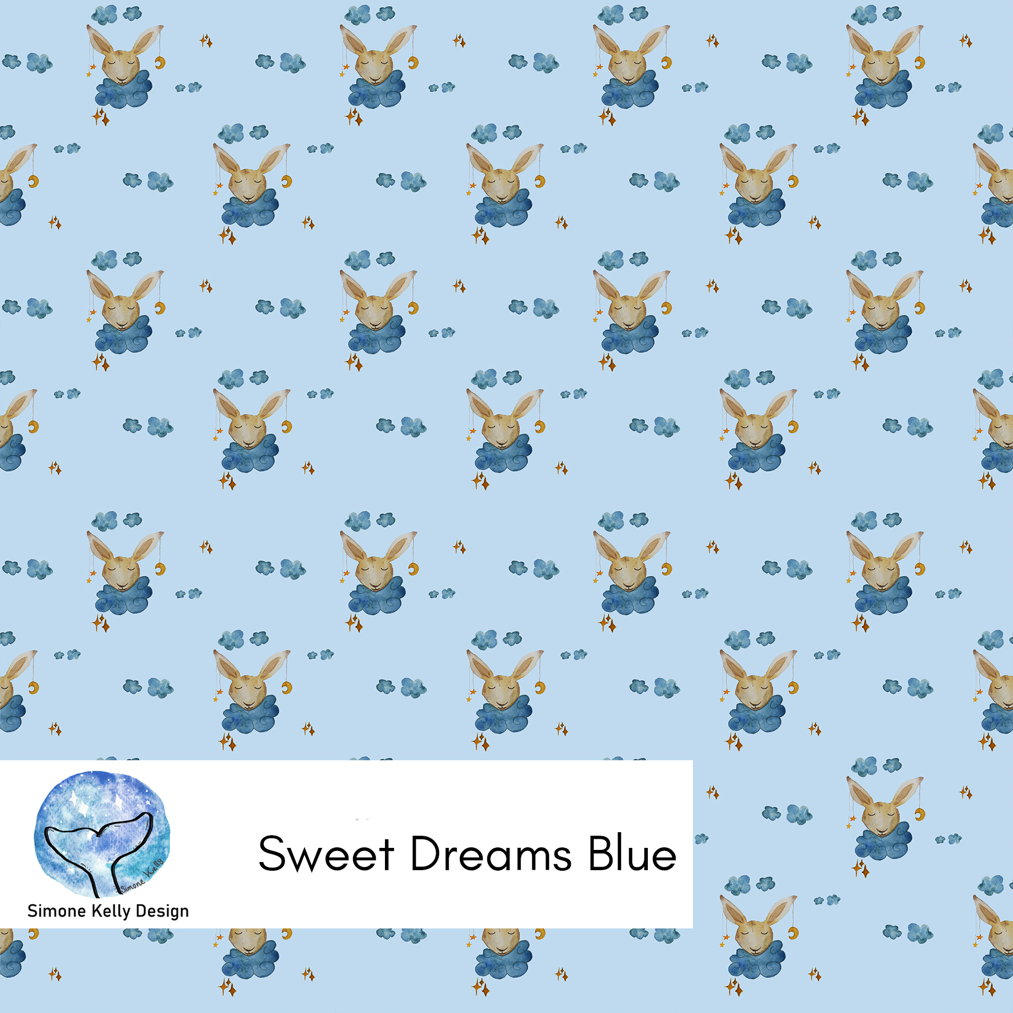 Bio Webware Stoff - Sweet Dreams Blue - SimoneKelly, Tiere, blau, 100% Bio-Baumwolle Bio Webware Stoff - Sweet Dreams Blue - SimoneKelly, Tiere, blau, 100% Bio-Baumwolle
