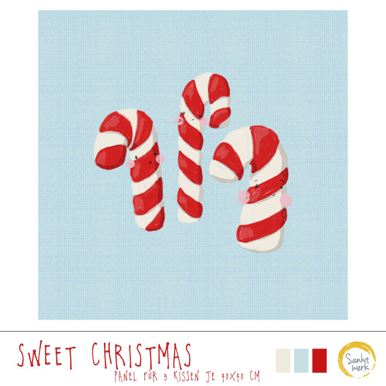 Bio Webware Stoff - 1,0 m Panel Kissen Sweet Christmas - Sanktwerk, Weihnachten, blau, 100% Bio-Baumwolle Bio Webware Stoff - 1,0 m Panel Kissen Sweet Christmas - Sanktwerk, Weihnachten, blau, 100% Bio-Baumwolle