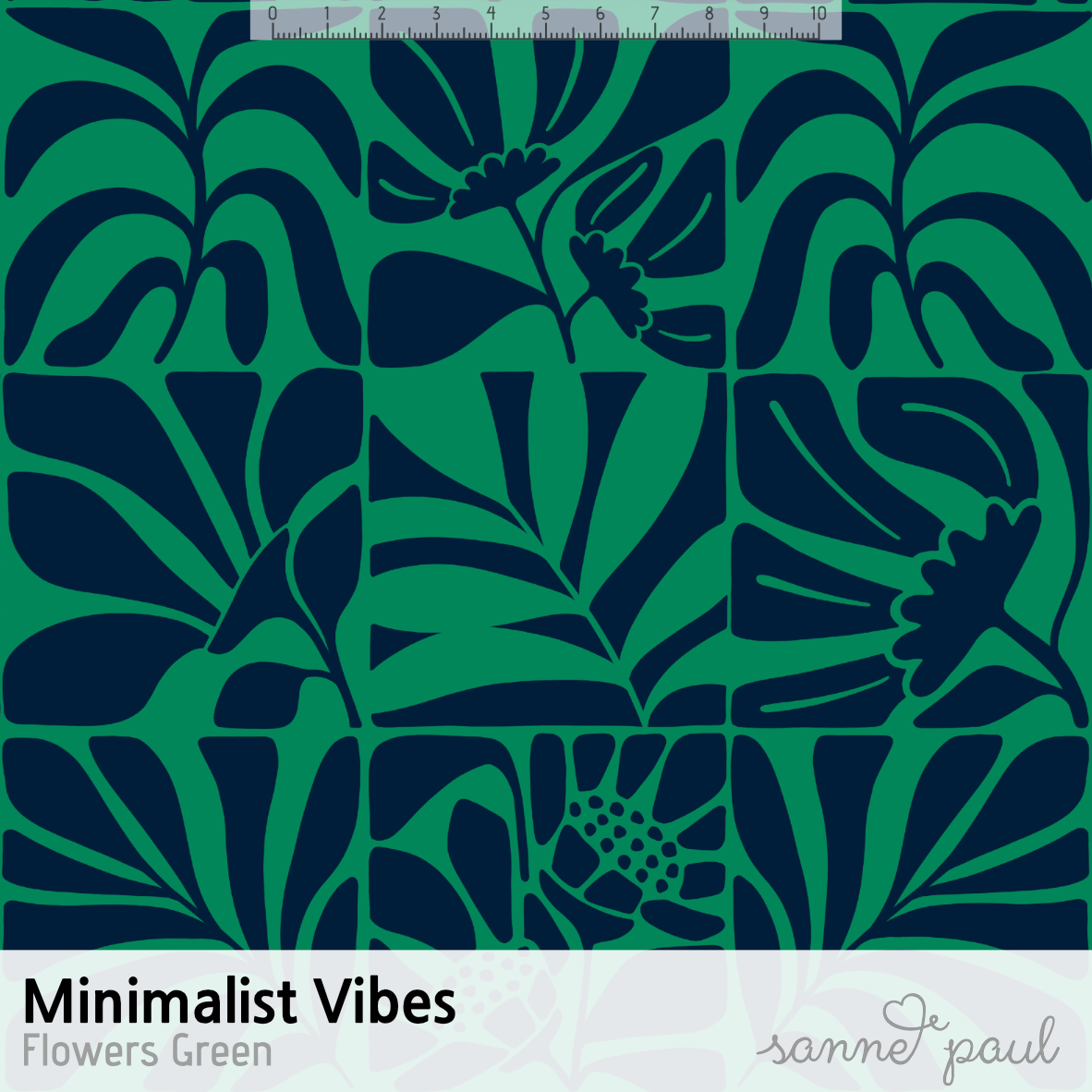 Bio Stoff - Minimalist Vibes Flowers Green von Sanne Paul in grün