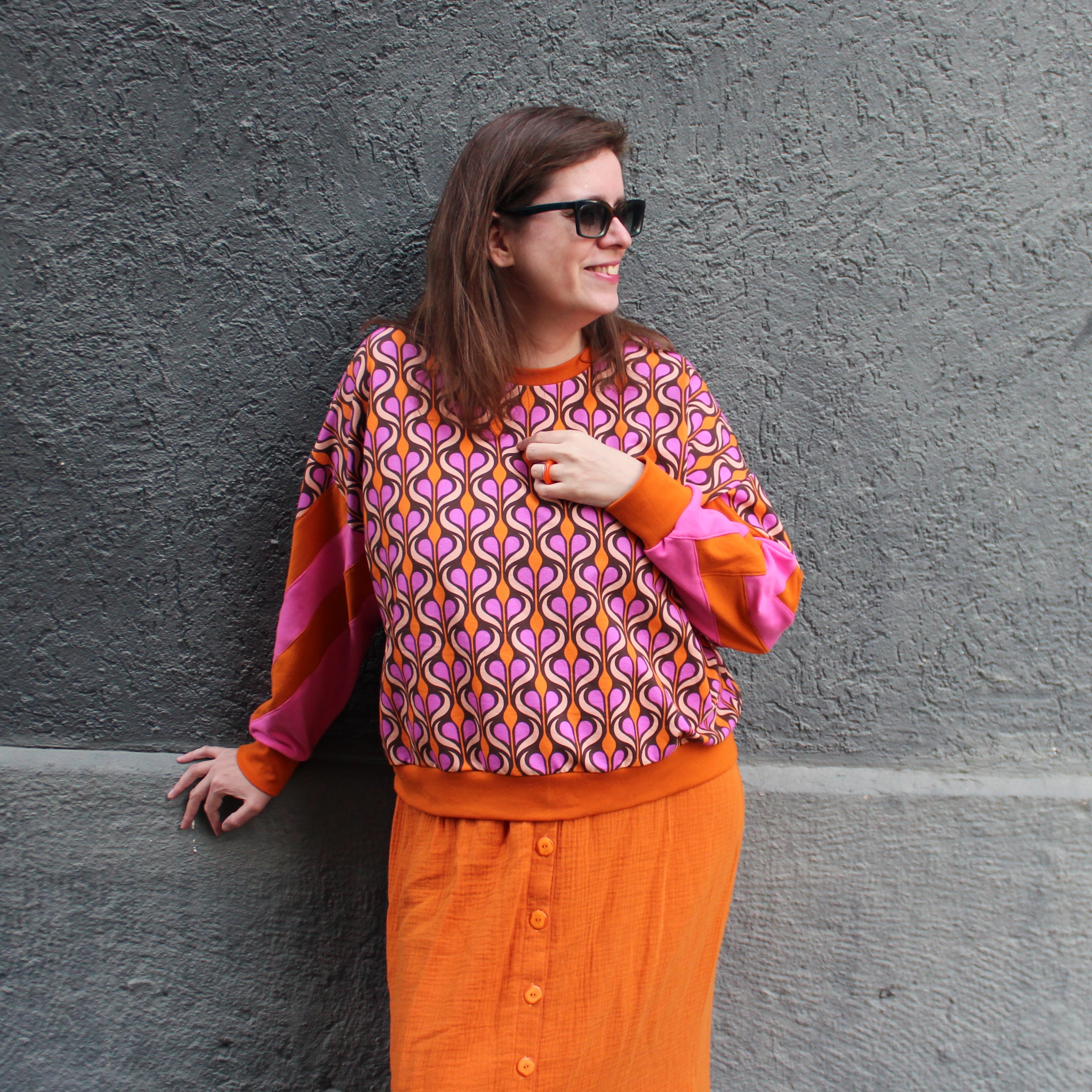 Organic Fabric - Loola Pink by Fummelhummel in pink and orange