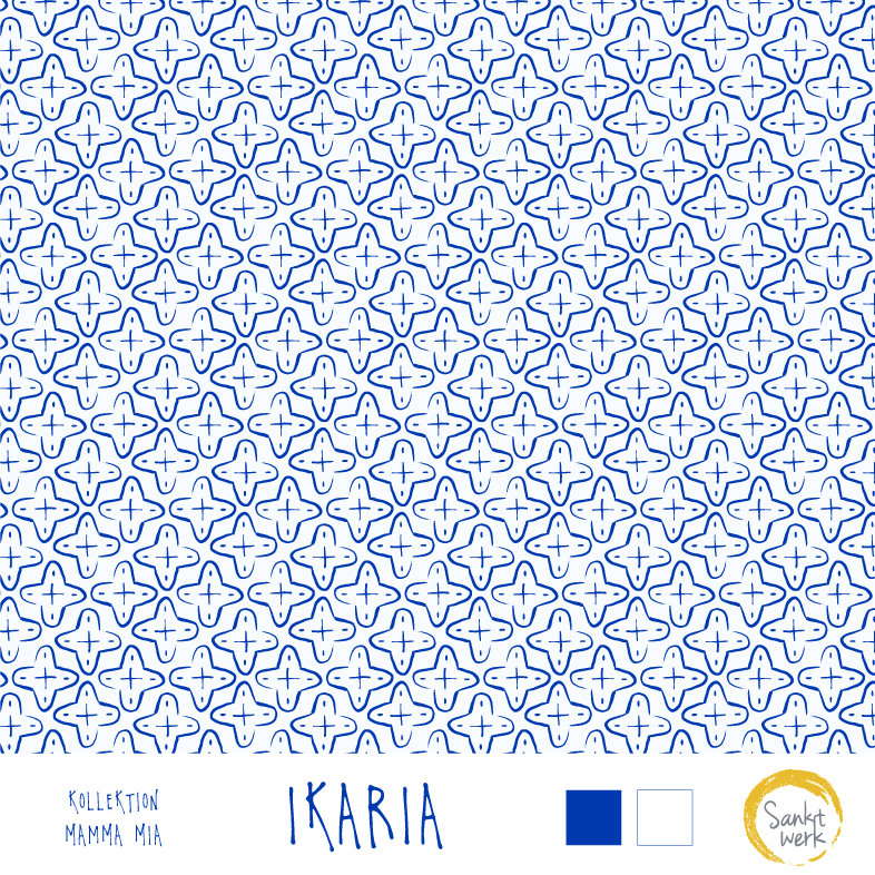 Bio Stoff  -  Ikaria  - Sanktwerk, blau, Maritim, Geometrische Muster