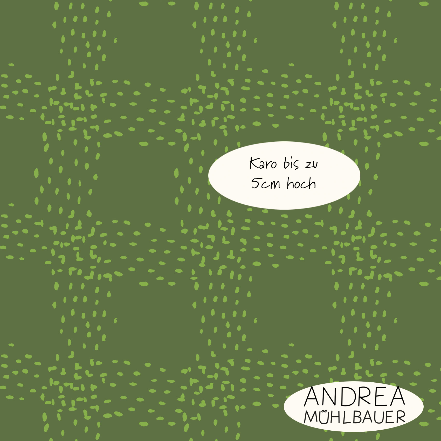 Bio Stoff - Koernerkaro Olivegreen by Andrea Muehlbauer in green