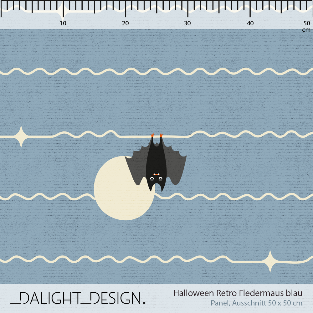 Bio Stoff - Halloween Retro Fledermaus Blau von Dalight Design in blau