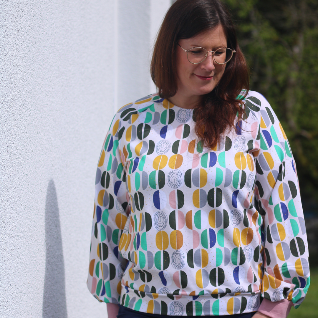 Bio Webware Stoff  -  Mid Century Shapes  - Annick, bunt, 100% Bio-Baumwolle
