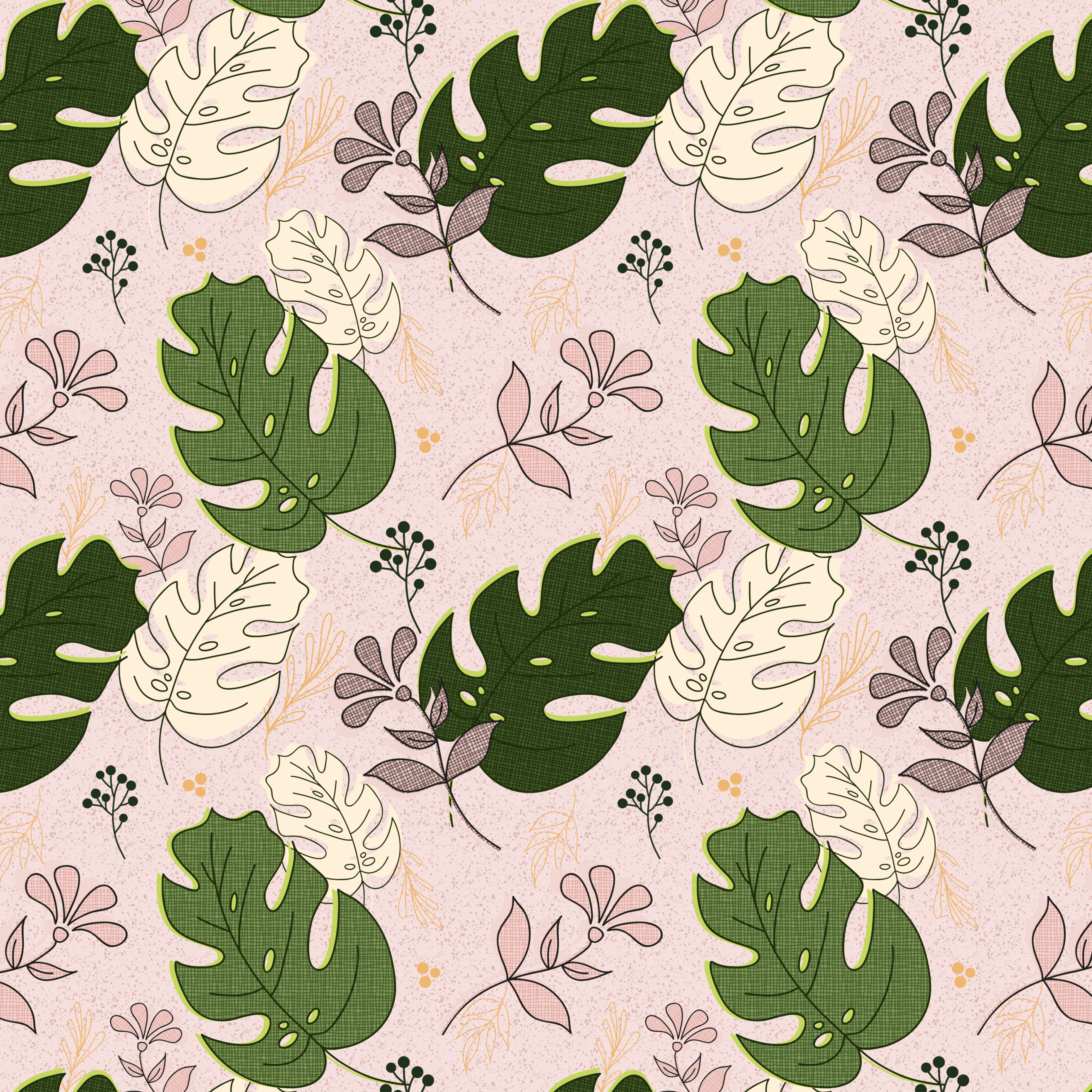 Bio Stoff  -  Nerdy Monstera Garden rosa