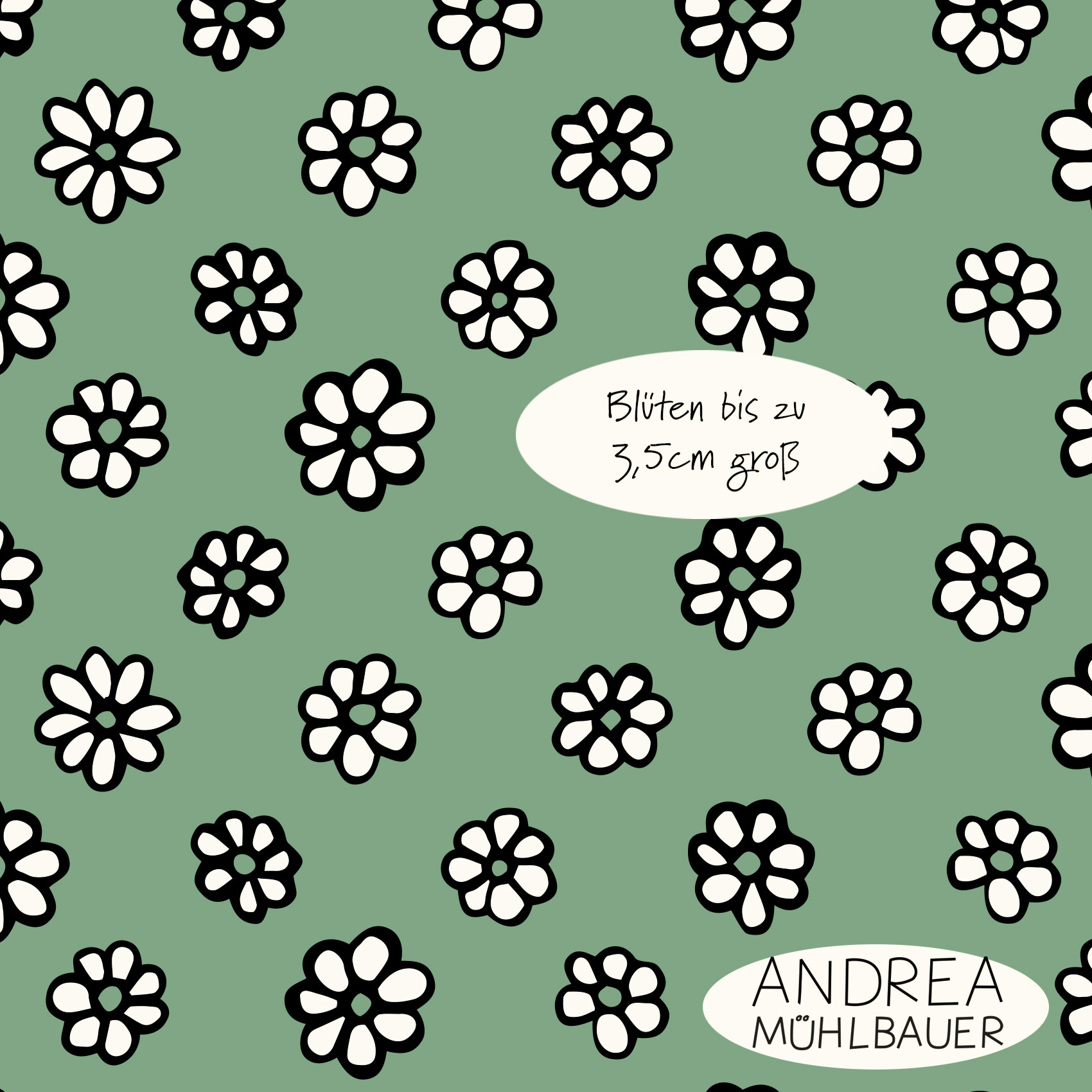 Bio Webware Stoff - Lots of Flowers Grün - AndreaMuehlbauer, grün, Blumen 100% Bio-Baumwolle Bio Webware Stoff - Lots of Flowers Grün - AndreaMuehlbauer, grün, Blumen 100% Bio-Baumwolle