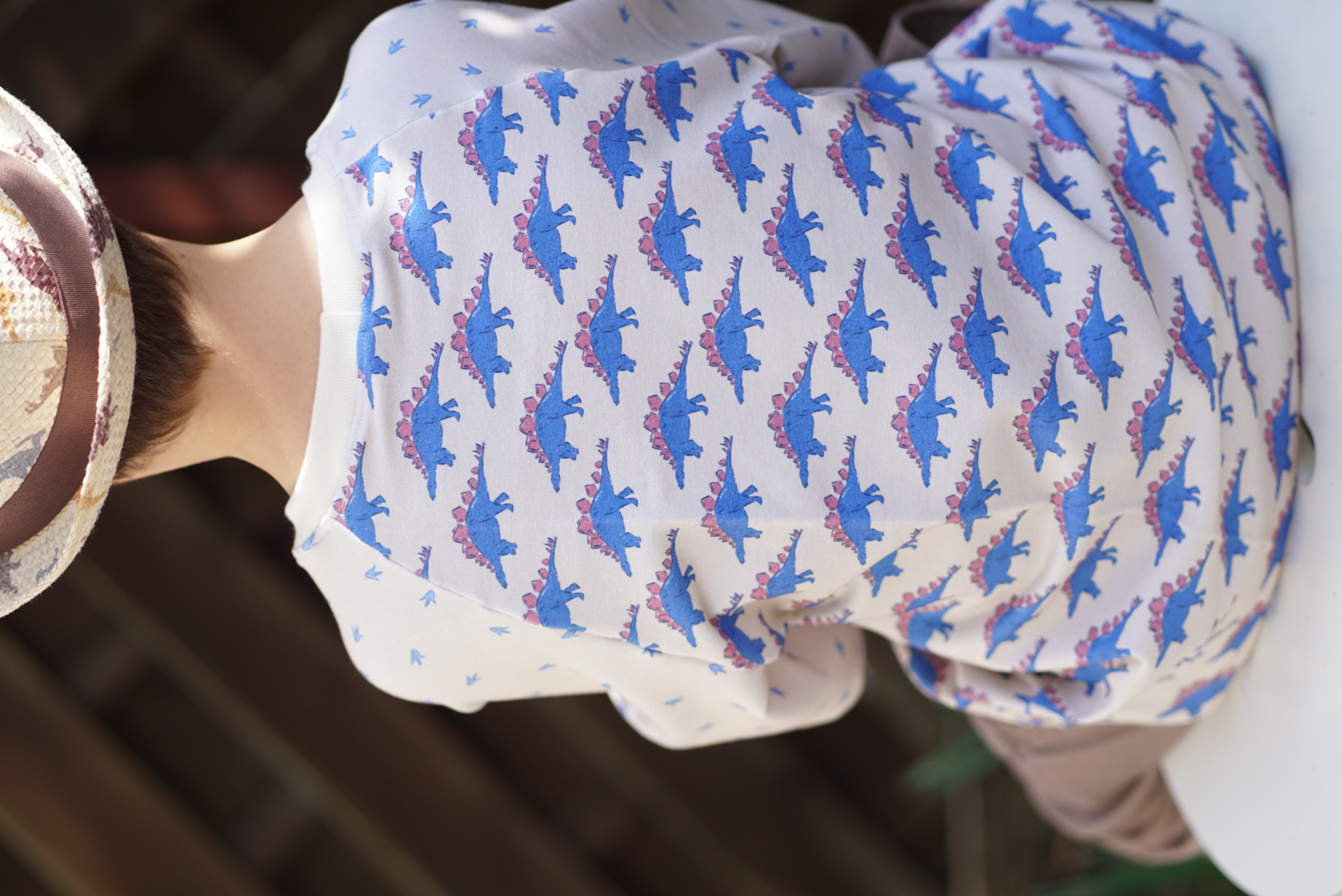 Organic fabric - Stone Age Stegosaurus Squad blue