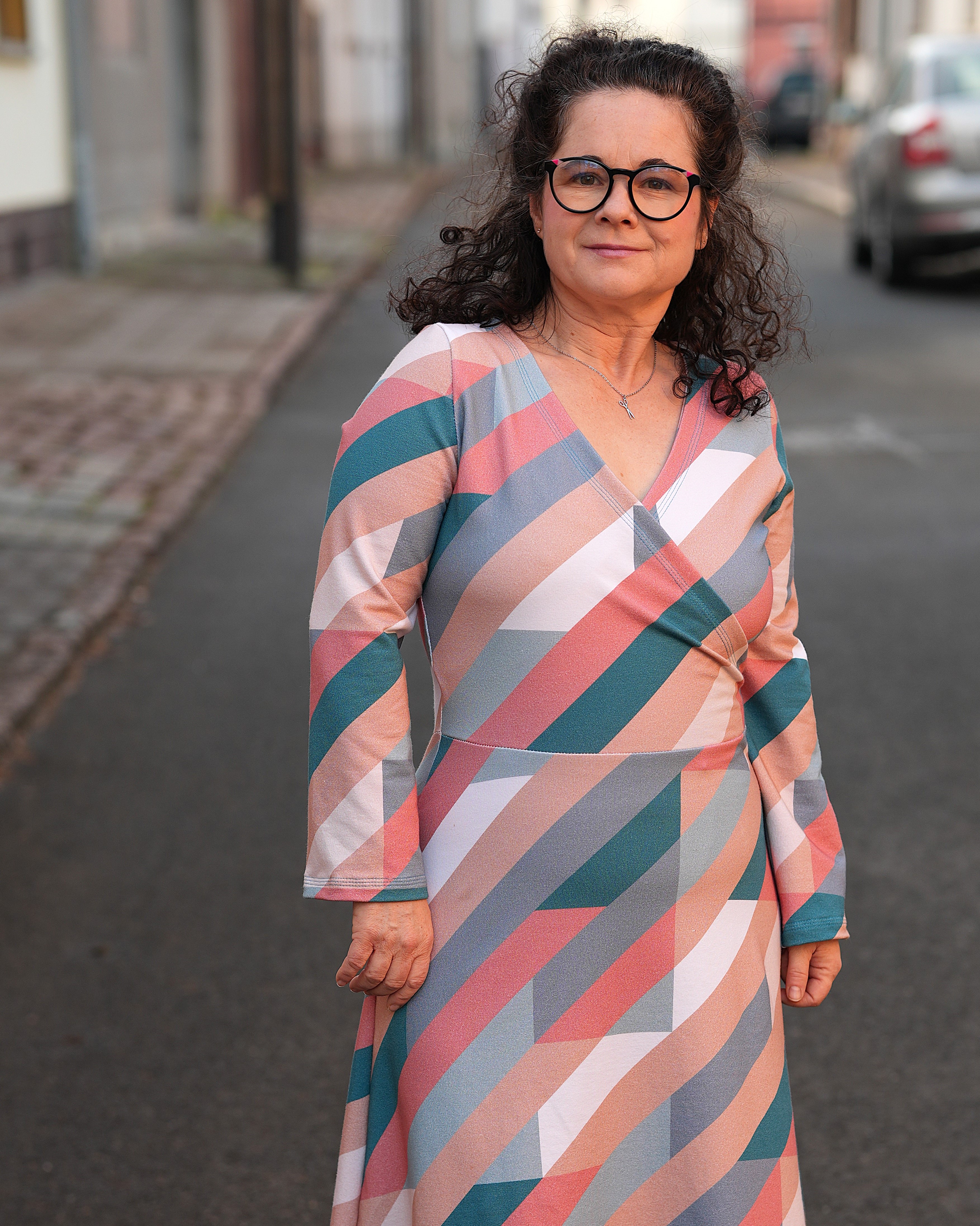 Bio Stoff - Retroscholle Streifen orange