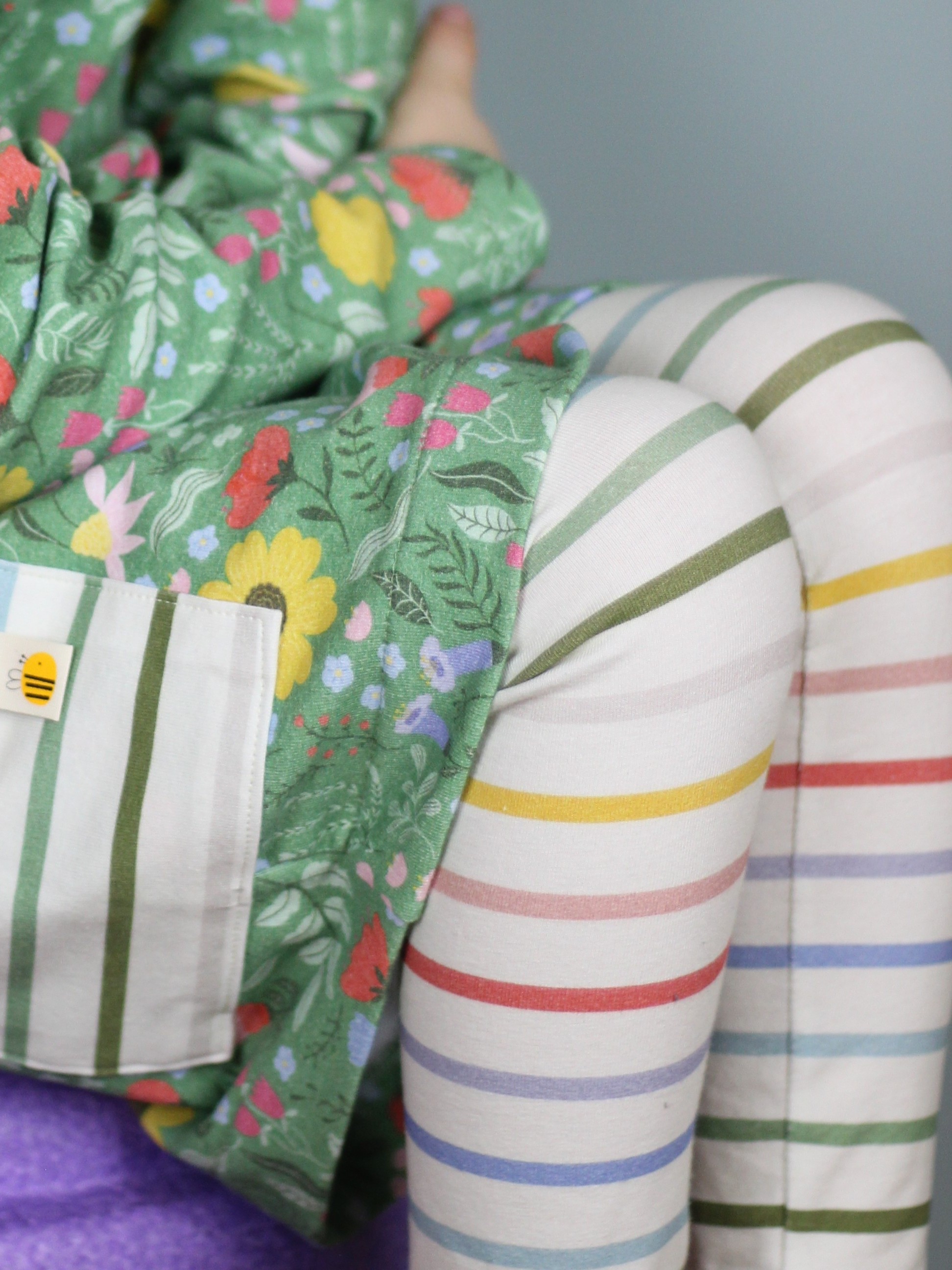 Bio Webware Stoff  -  Osterstreifen Bunt  - Deinki, Streifen, bunt, 100% Bio-Baumwolle