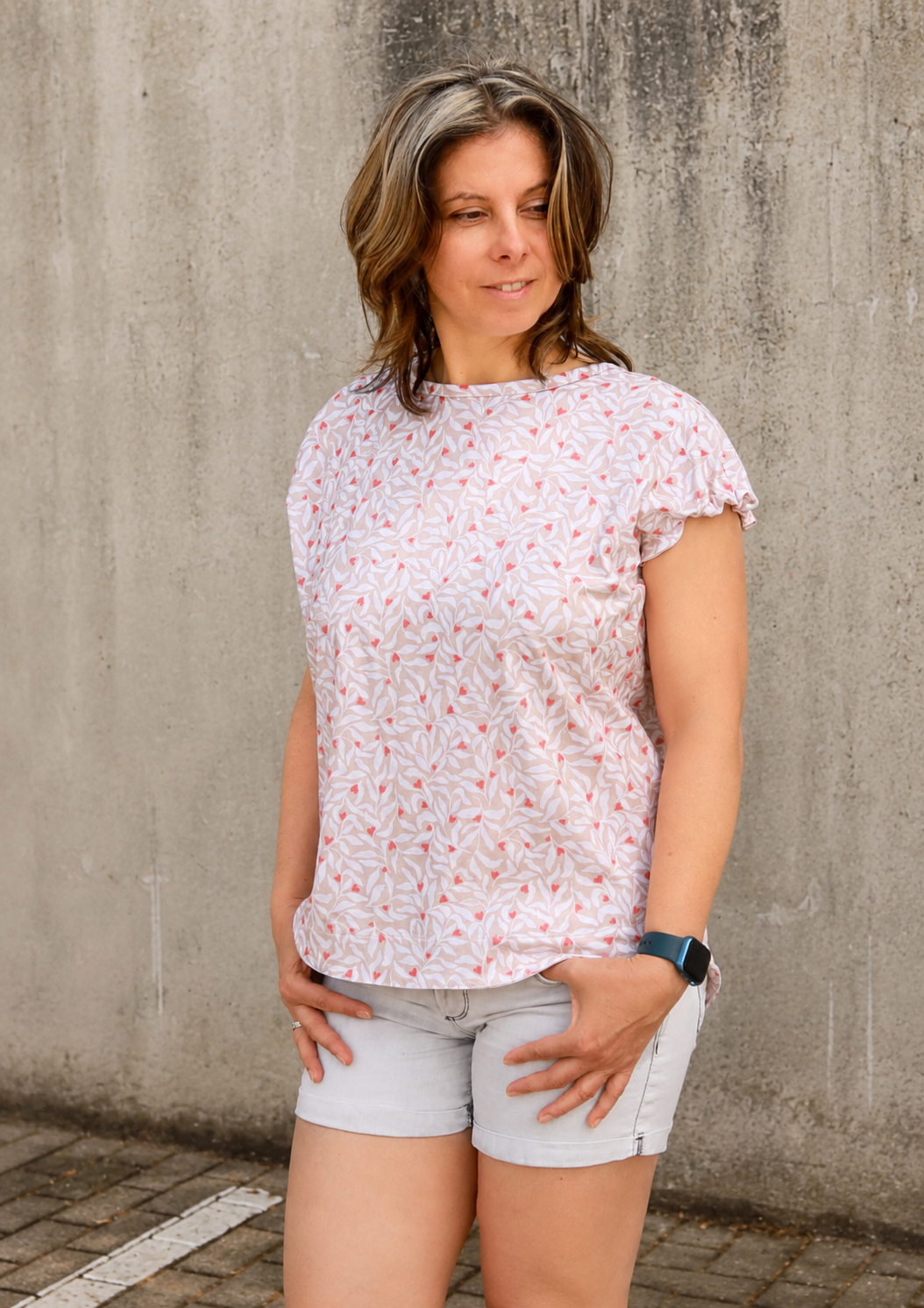 Organic fabric  - Küstenatelier Herzblumen beige